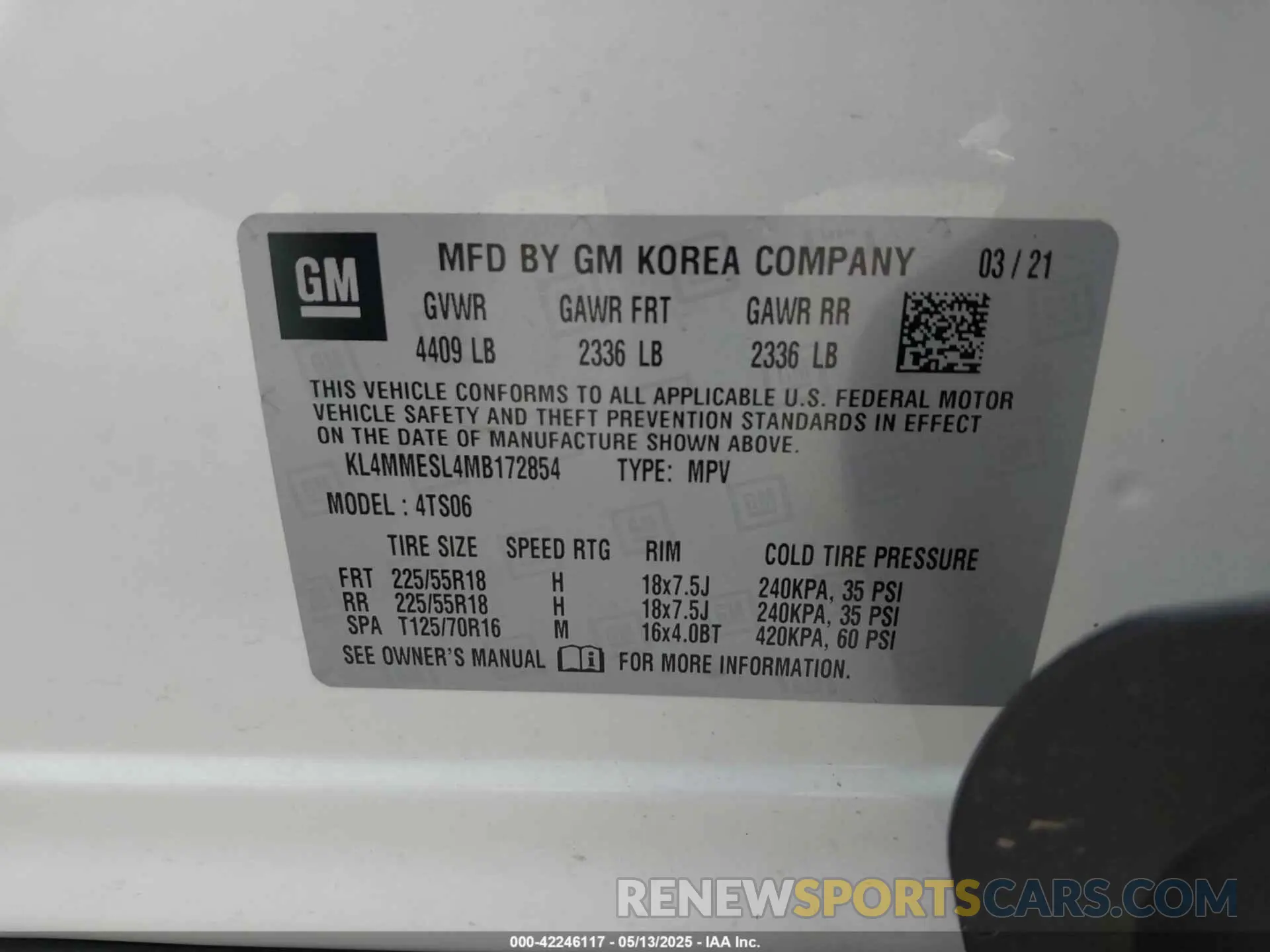 9 fotografías del automóvil dañado KL4MMESL4MB172854 BUICK ENCORE GX 2021
