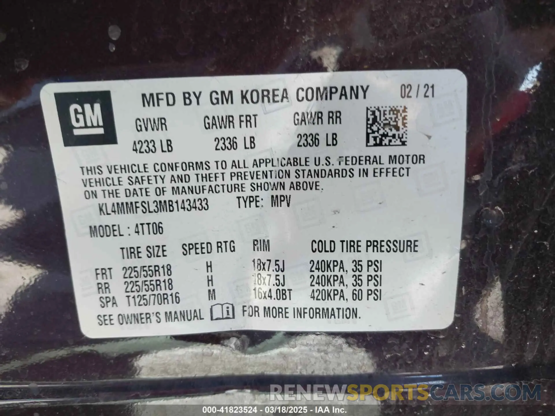 9 fotografías del automóvil dañado KL4MMFSL3MB143433 BUICK ENCORE GX 2021