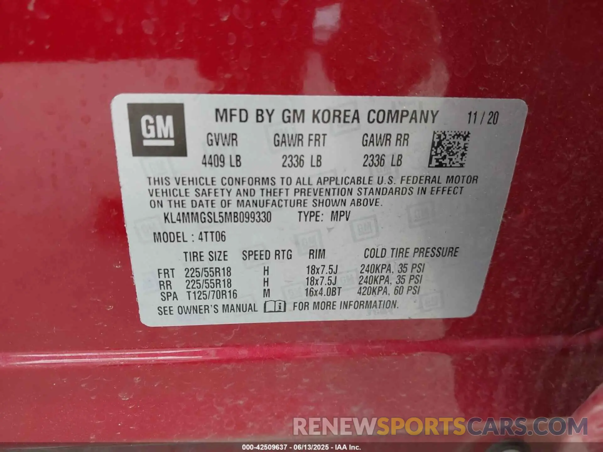 9 fotografías del automóvil dañado KL4MMGSL5MB099330 BUICK ENCORE GX 2021