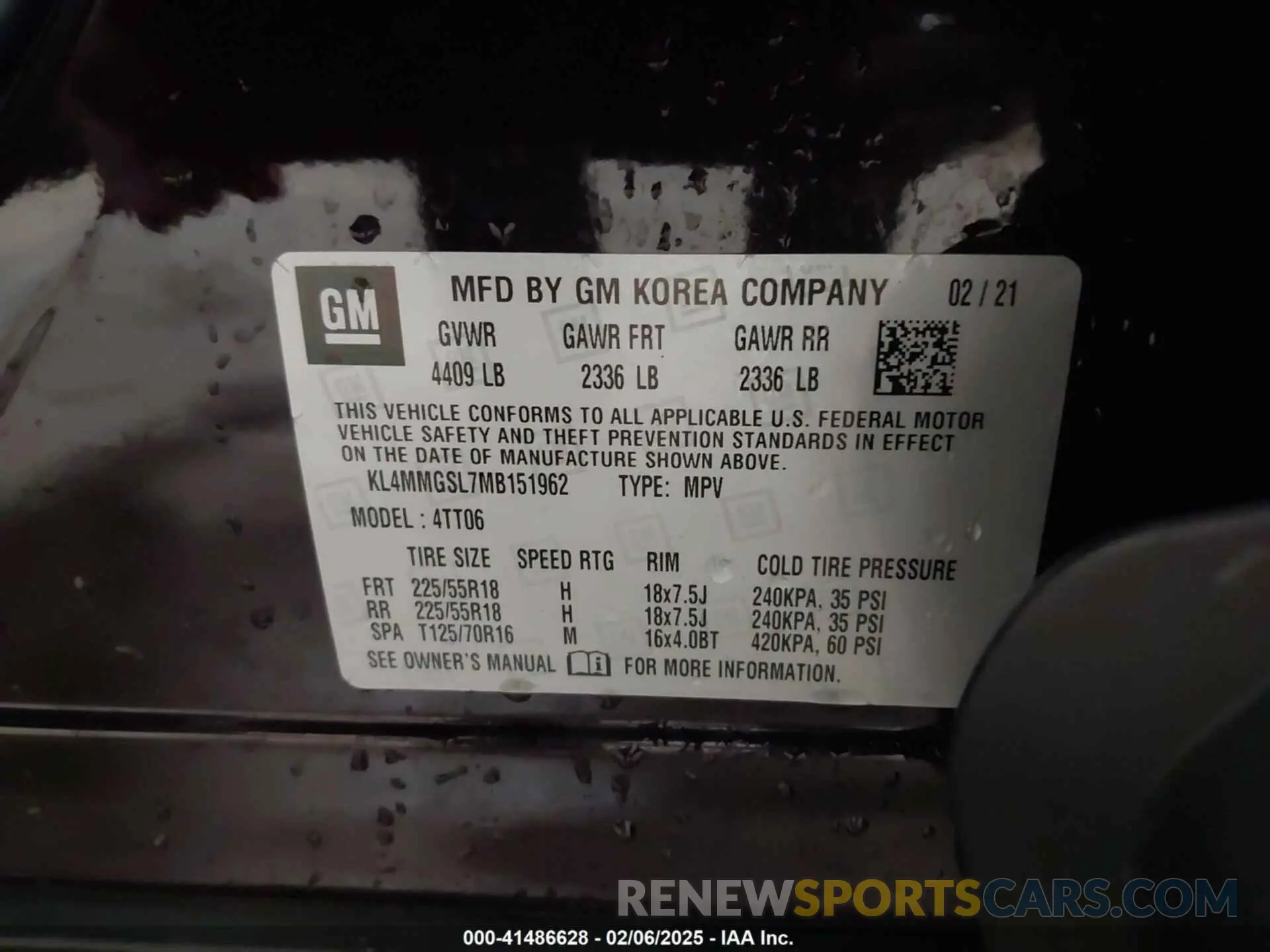 9 fotografías del automóvil dañado KL4MMGSL7MB151962 BUICK ENCORE GX 2021