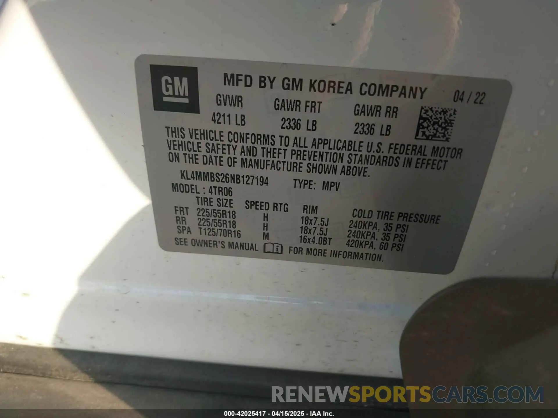 9 fotografías del automóvil dañado KL4MMBS26NB127194 BUICK ENCORE GX 2022