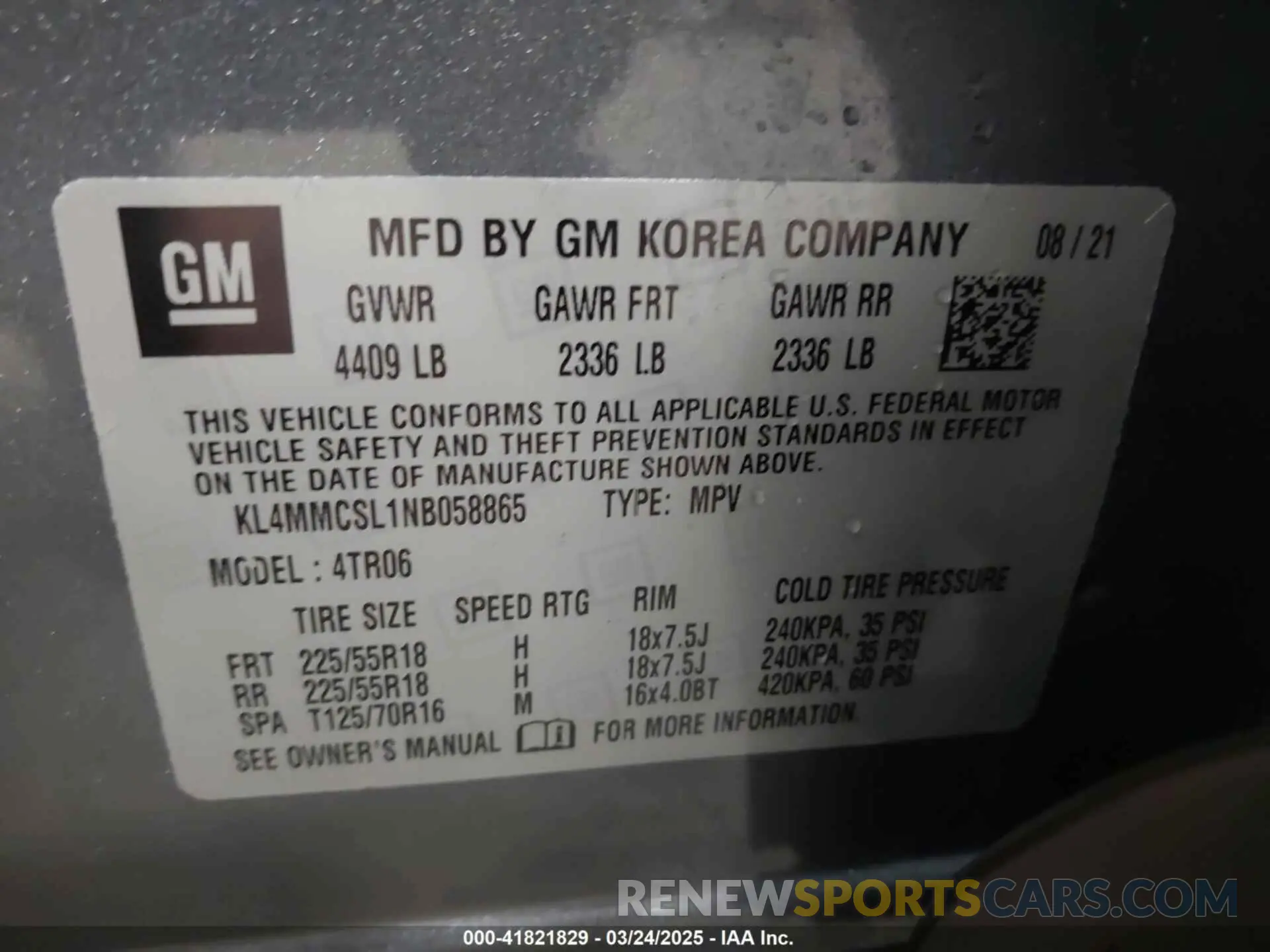 9 fotografías del automóvil dañado KL4MMCSL1NB058865 BUICK ENCORE GX 2022
