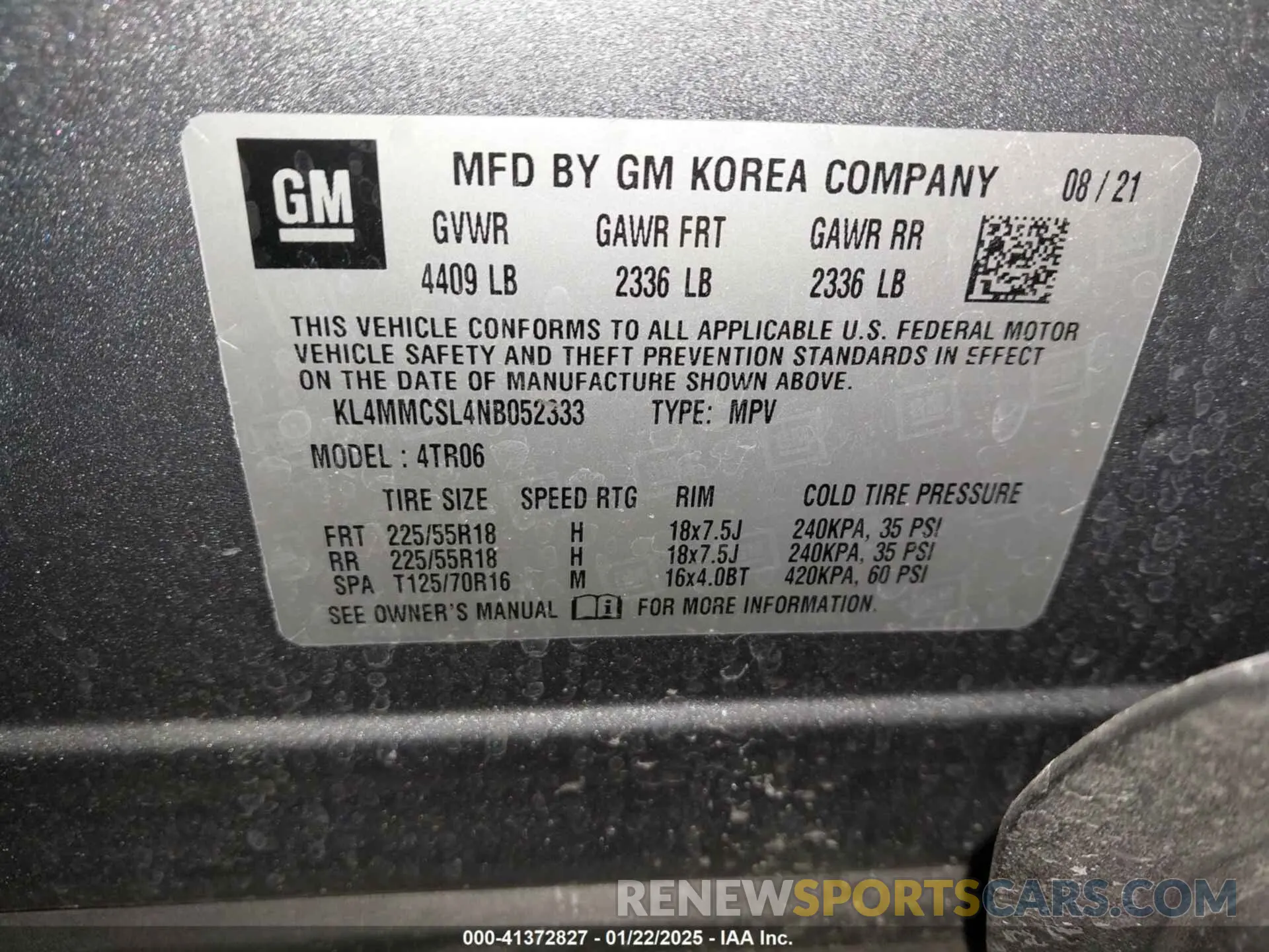 9 fotografías del automóvil dañado KL4MMCSL4NB052333 BUICK ENCORE GX 2022