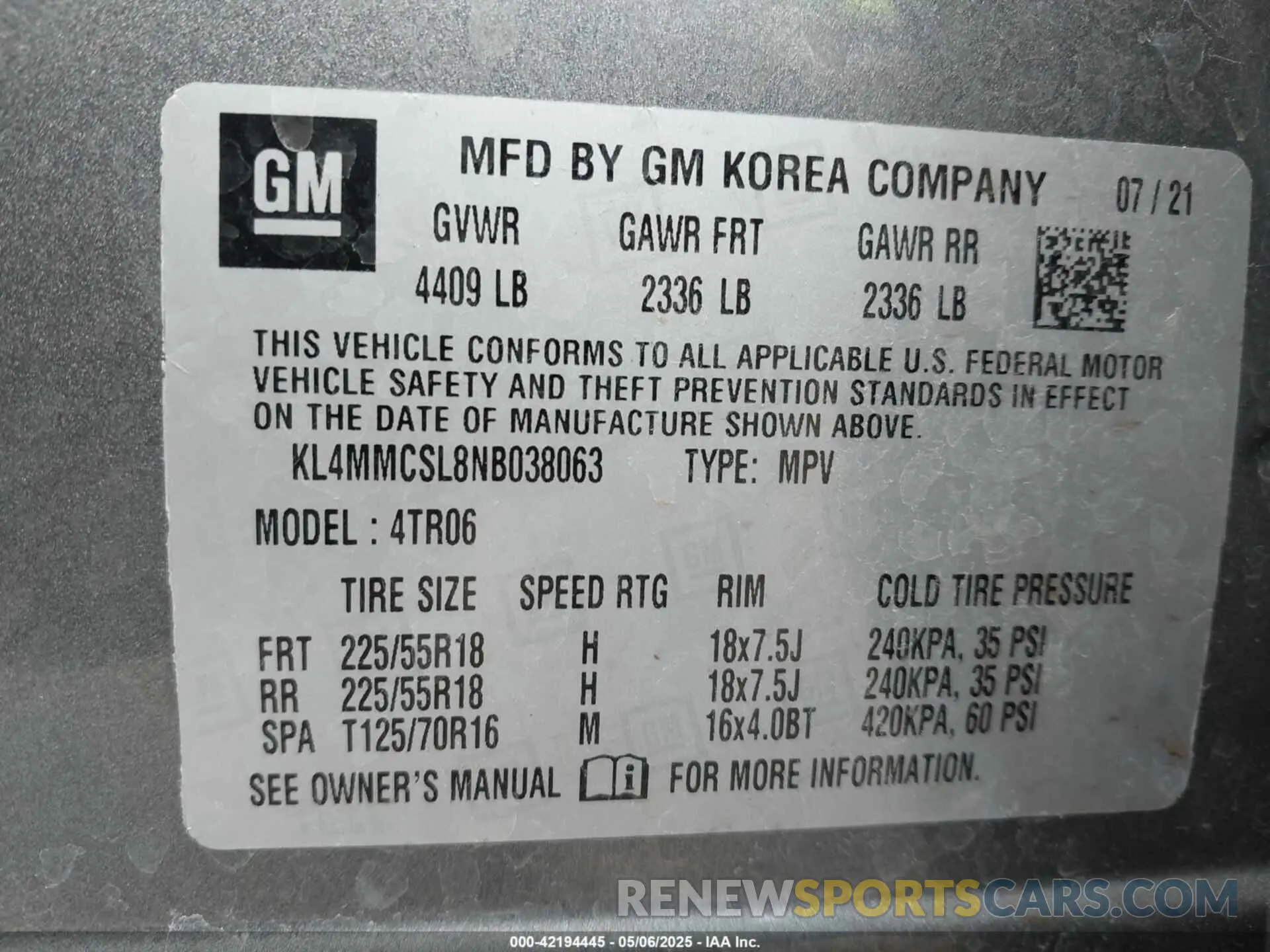 9 fotografías del automóvil dañado KL4MMCSL8NB038063 BUICK ENCORE GX 2022