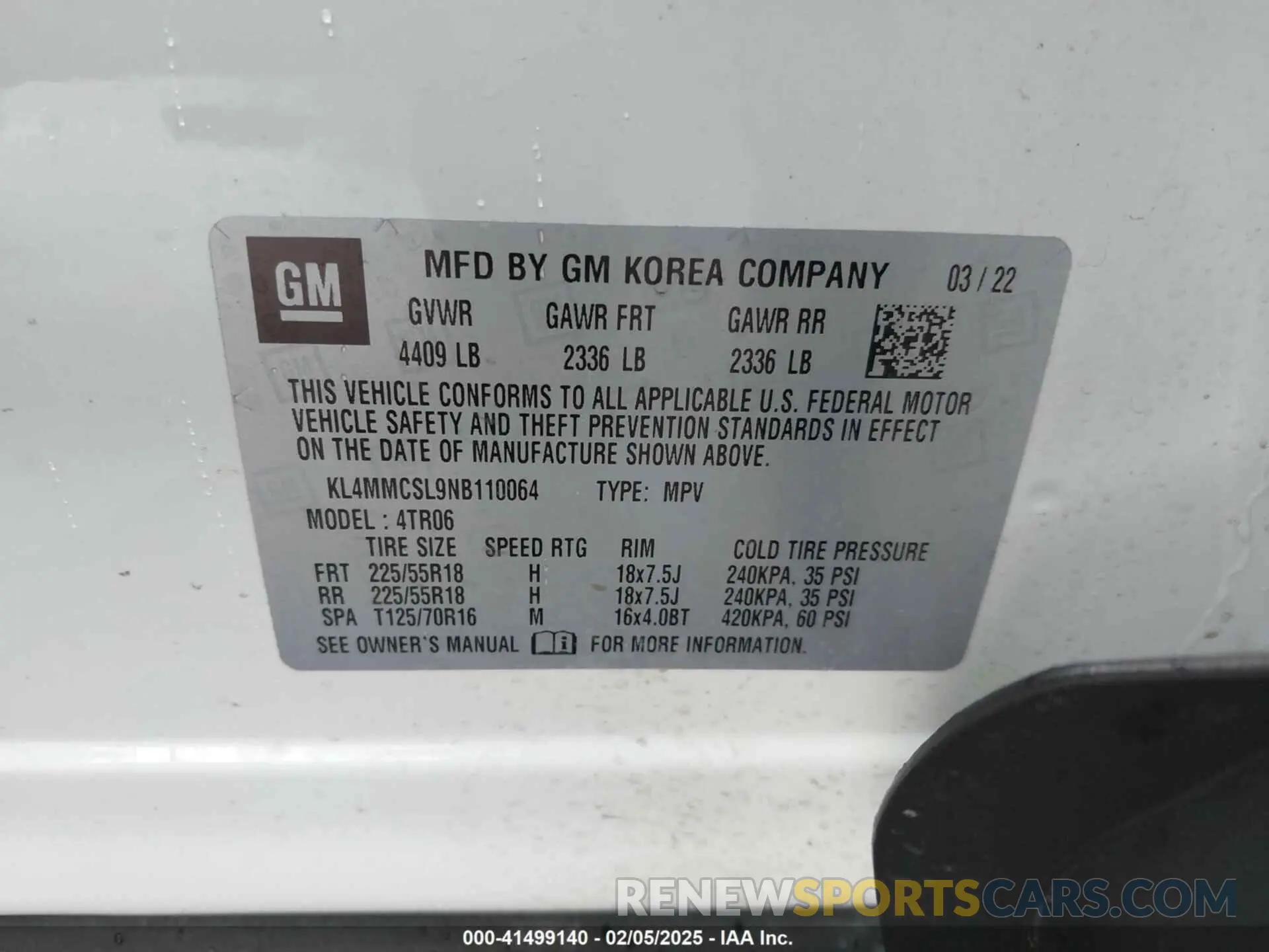 9 fotografías del automóvil dañado KL4MMCSL9NB110064 BUICK ENCORE GX 2022
