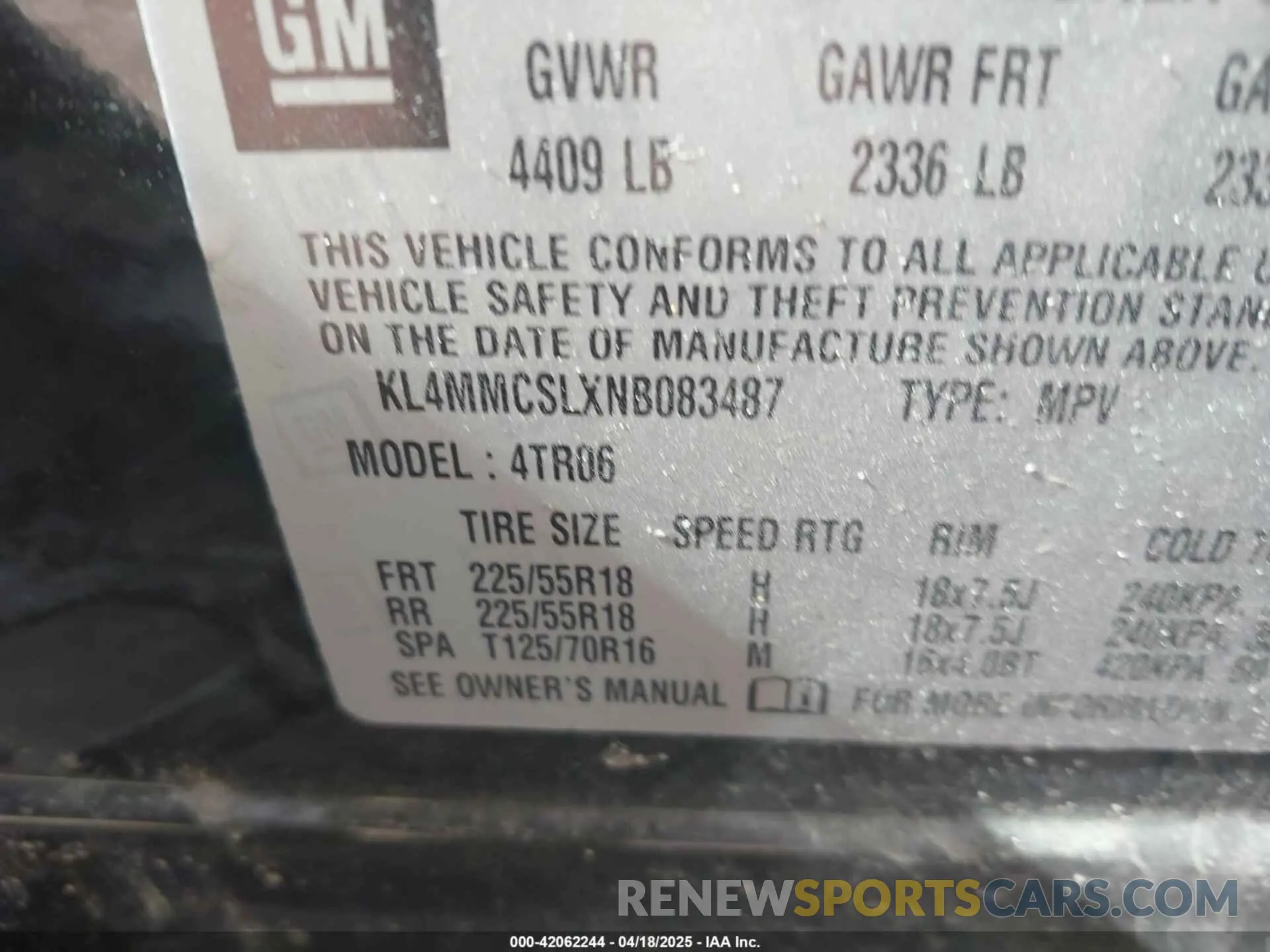 9 fotografías del automóvil dañado KL4MMCSLXNB083487 BUICK ENCORE GX 2022
