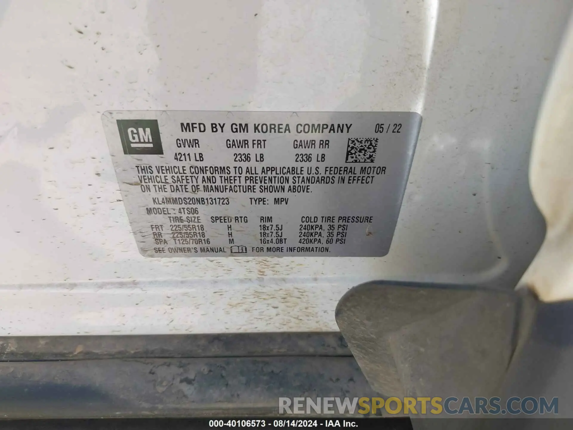 9 fotografías del automóvil dañado KL4MMDS20NB131723 BUICK ENCORE GX 2022