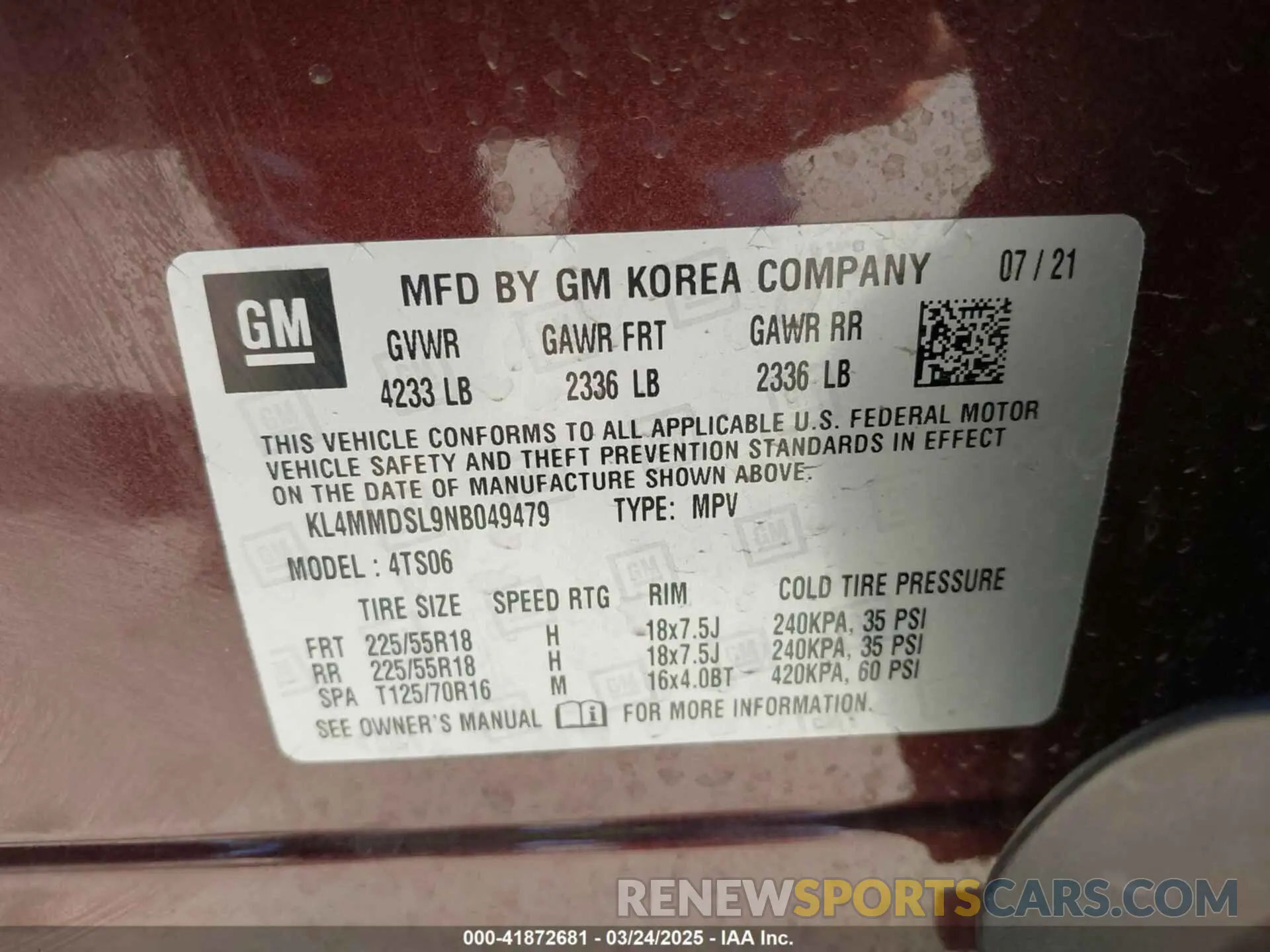 9 fotografías del automóvil dañado KL4MMDSL9NB049479 BUICK ENCORE GX 2022
