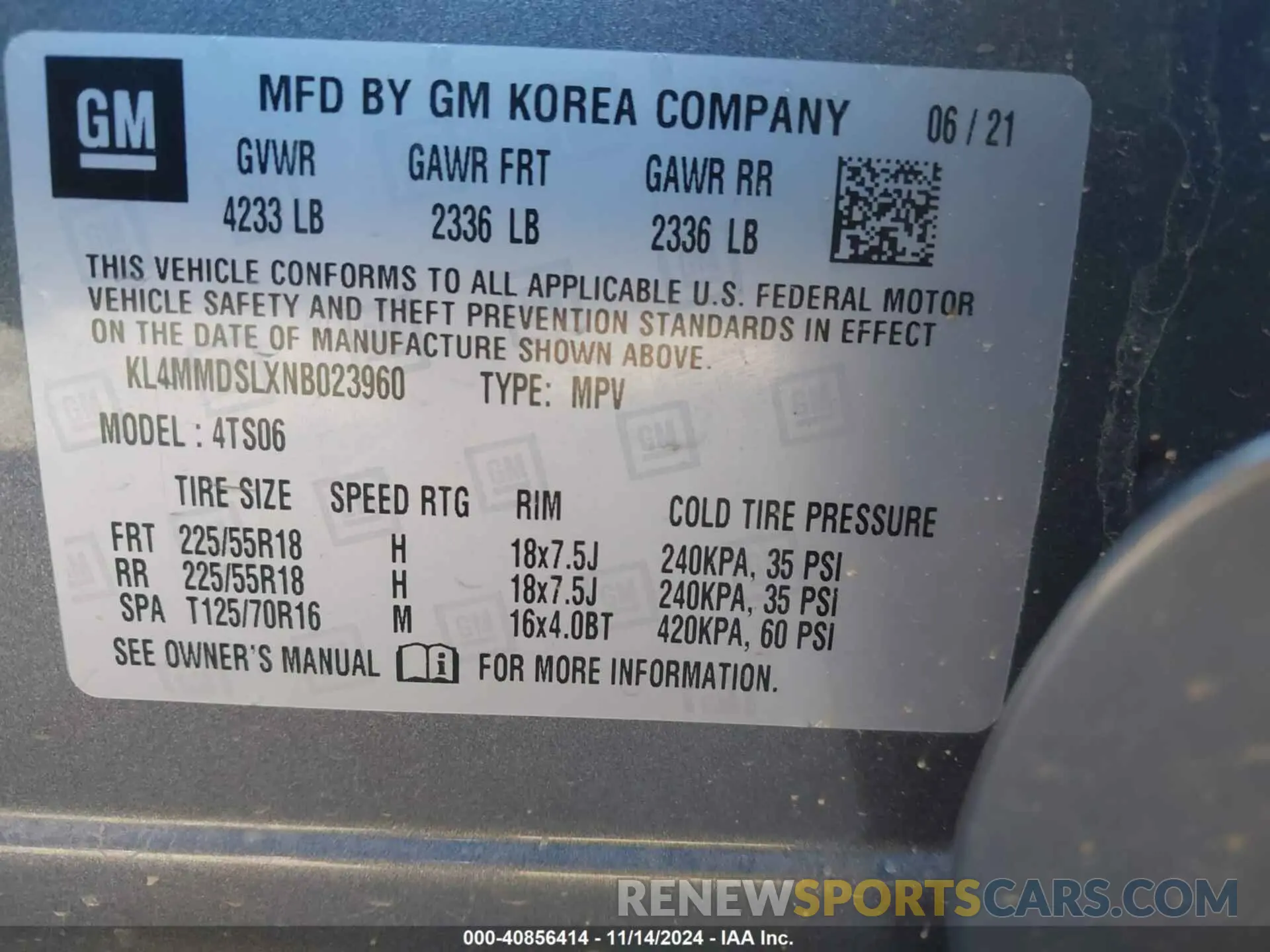 9 fotografías del automóvil dañado KL4MMDSLXNB023960 BUICK ENCORE GX 2022