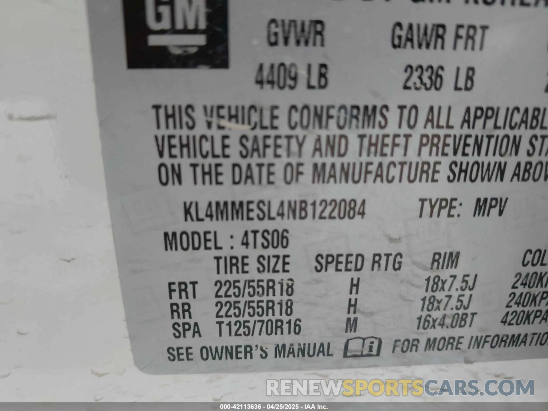 9 fotografías del automóvil dañado KL4MMESL4NB122084 BUICK ENCORE GX 2022