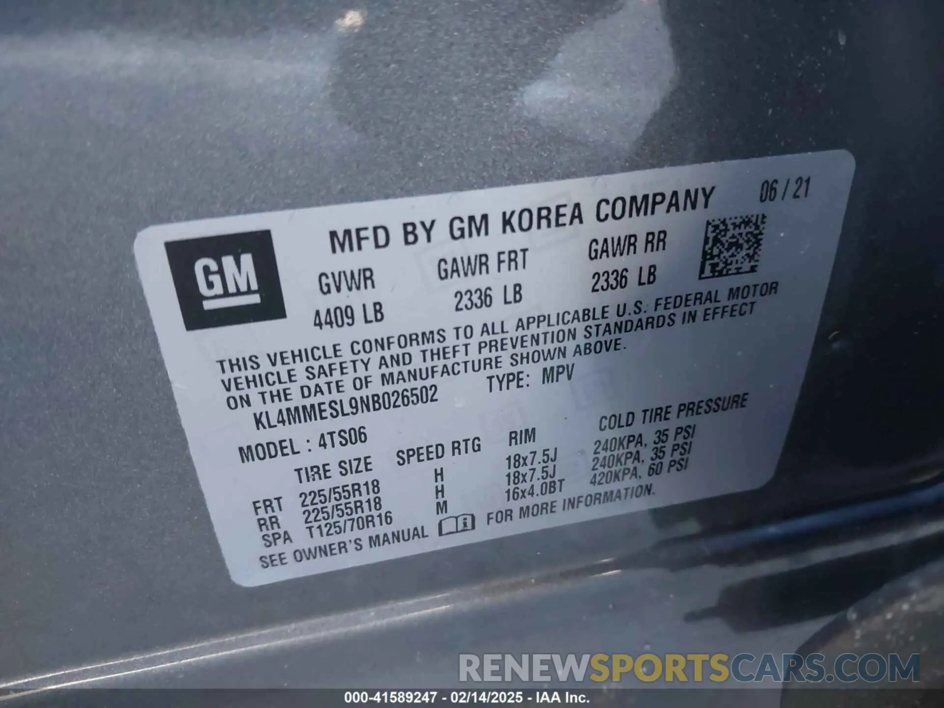 9 fotografías del automóvil dañado KL4MMESL9NB026502 BUICK ENCORE GX 2022