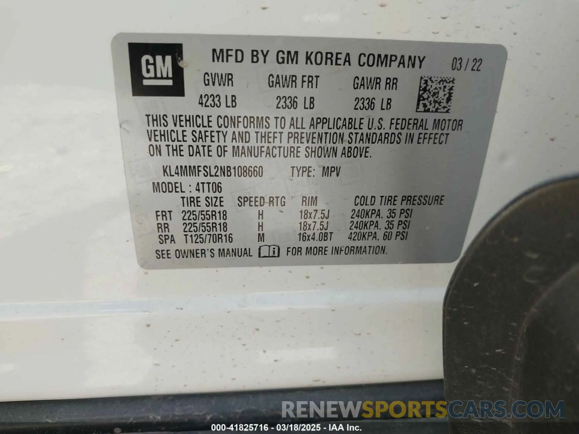 9 fotografías del automóvil dañado KL4MMFSL2NB108660 BUICK ENCORE GX 2022