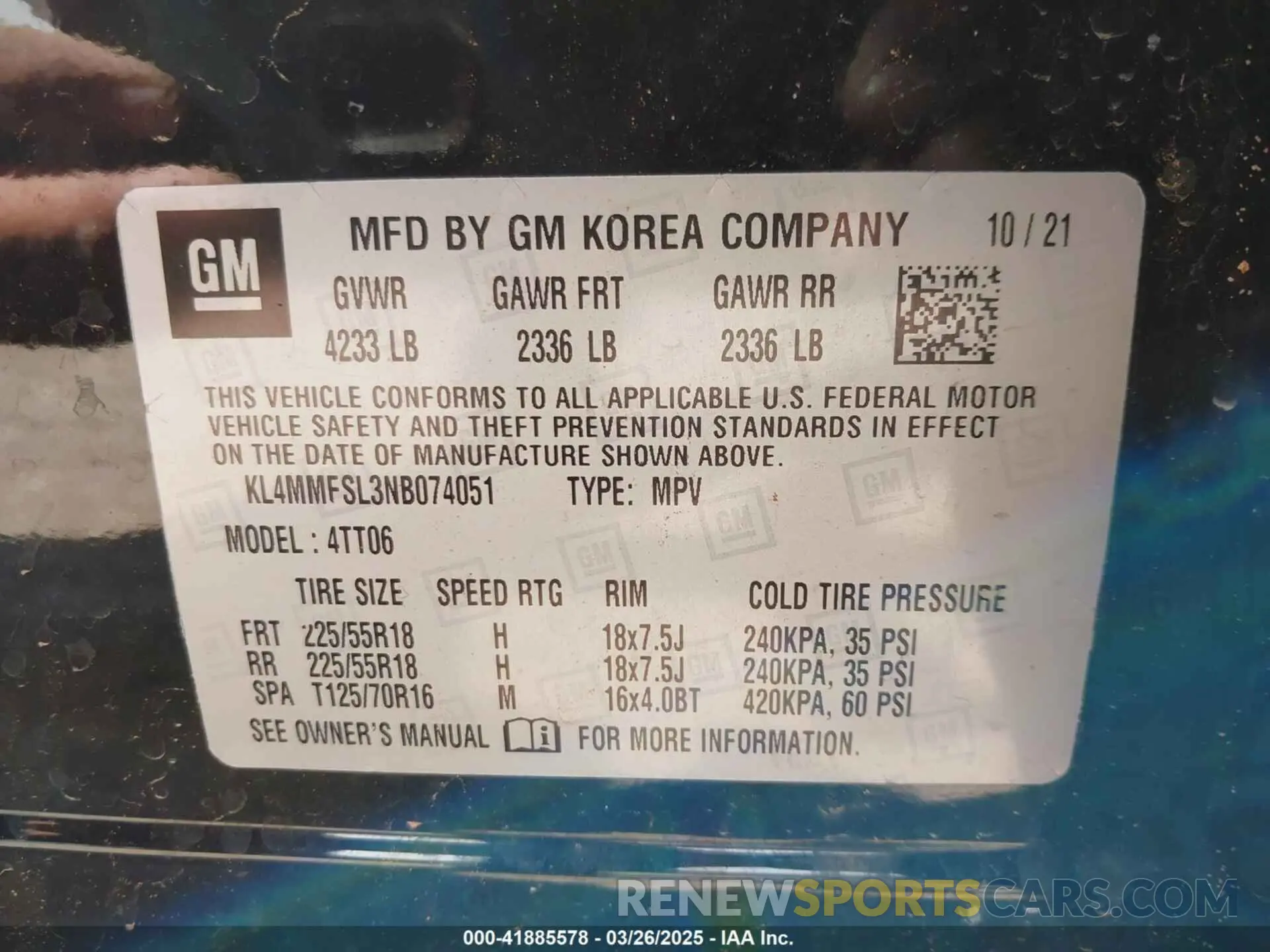 9 fotografías del automóvil dañado KL4MMFSL3NB074051 BUICK ENCORE GX 2022