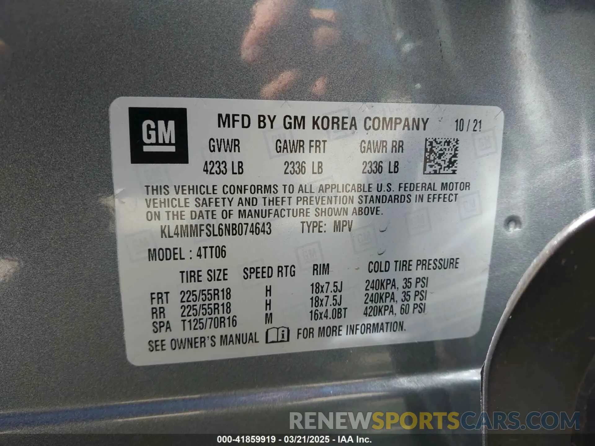 9 fotografías del automóvil dañado KL4MMFSL6NB074643 BUICK ENCORE GX 2022