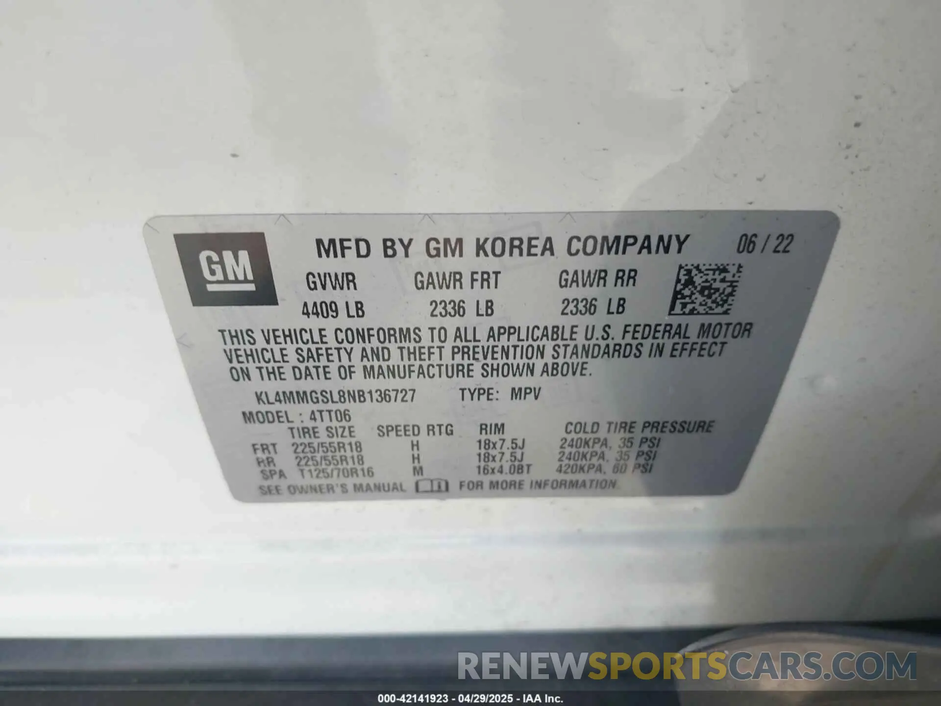 9 fotografías del automóvil dañado KL4MMGSL8NB136727 BUICK ENCORE GX 2022