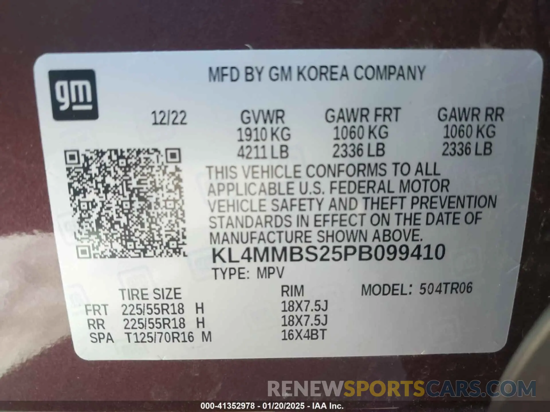 9 fotografías del automóvil dañado KL4MMBS25PB099410 BUICK ENCORE GX 2023