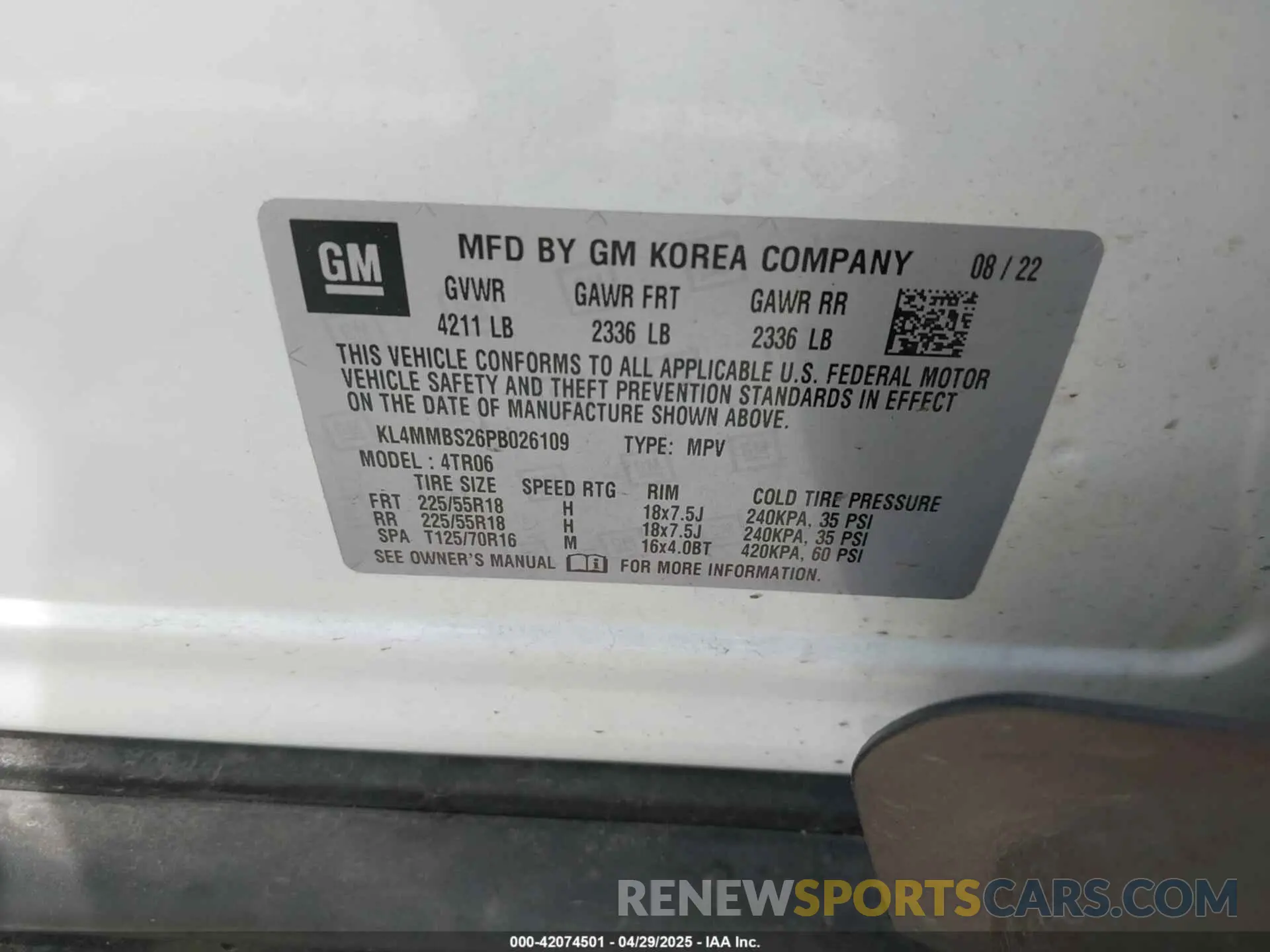 9 fotografías del automóvil dañado KL4MMBS26PB026109 BUICK ENCORE GX 2023