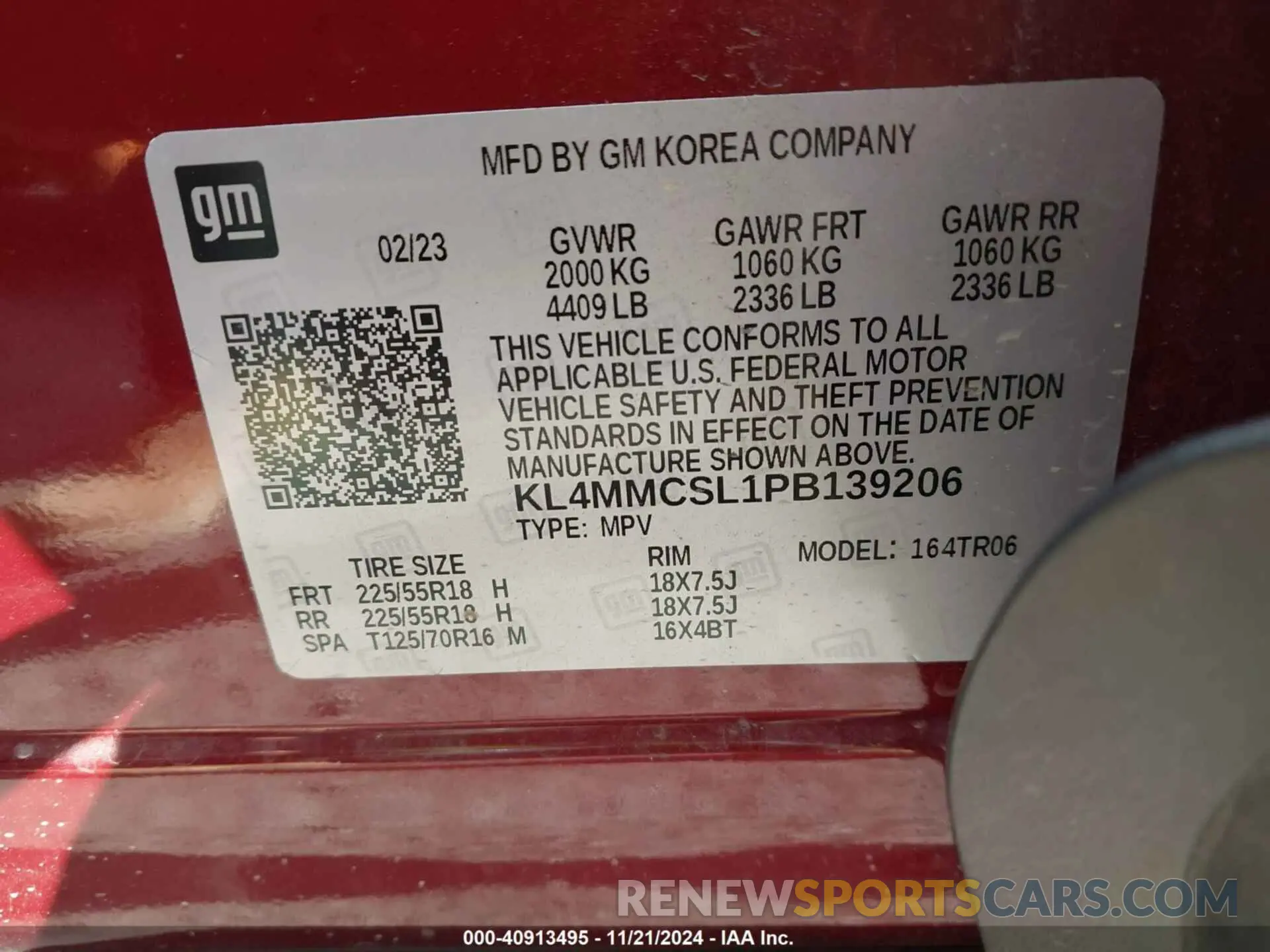9 fotografías del automóvil dañado KL4MMCSL1PB139206 BUICK ENCORE GX 2023