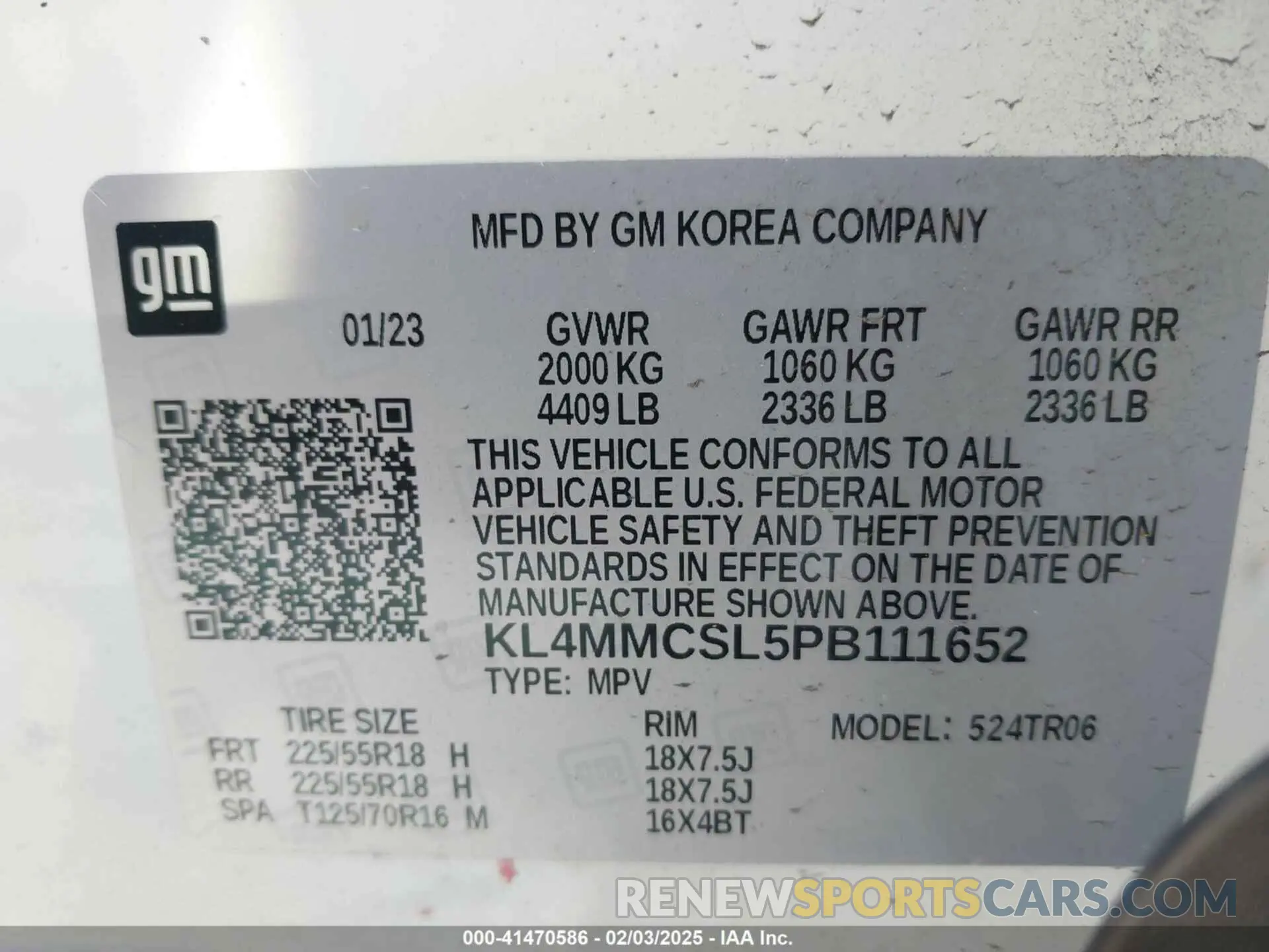 9 fotografías del automóvil dañado KL4MMCSL5PB111652 BUICK ENCORE GX 2023