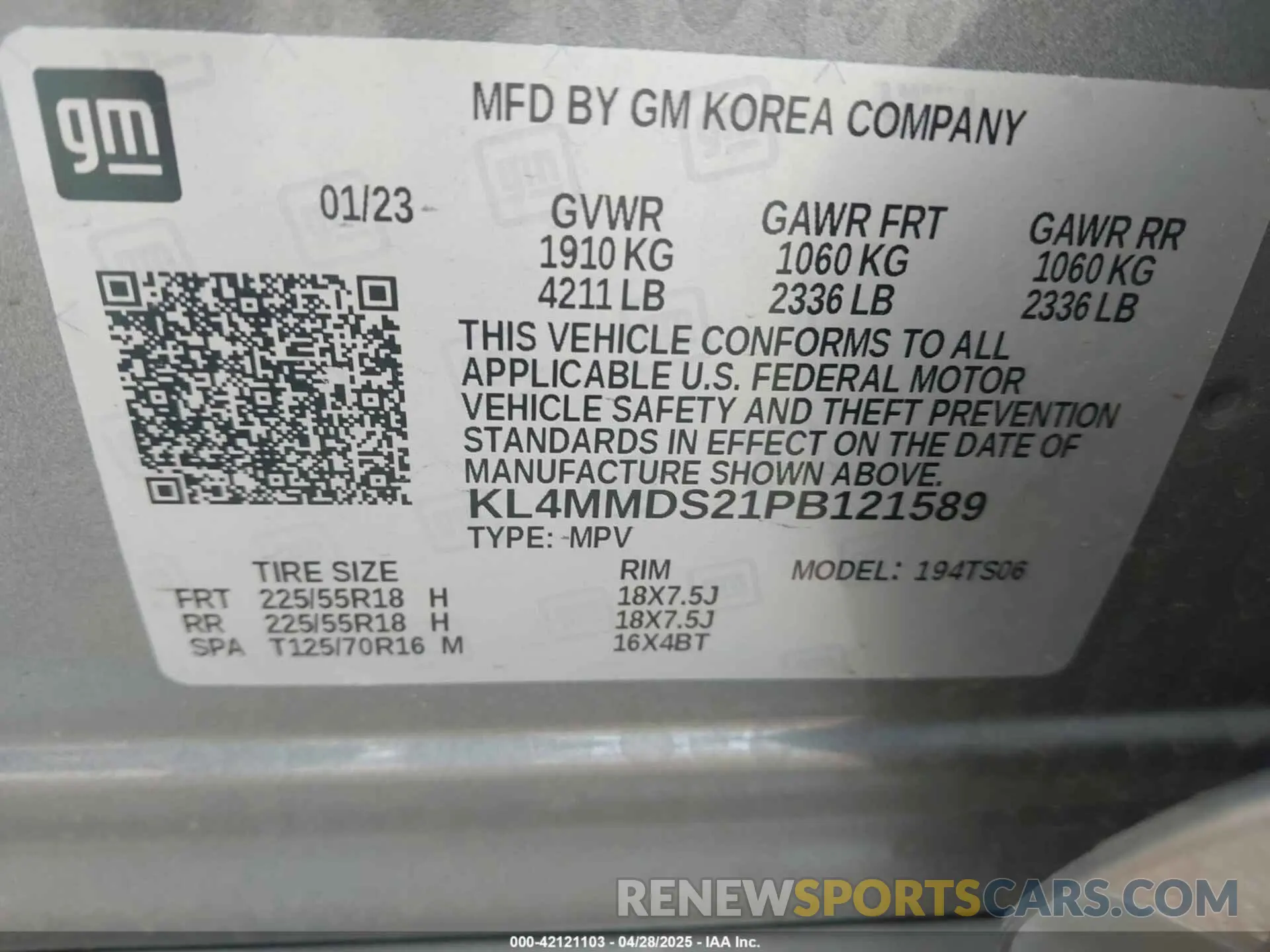9 fotografías del automóvil dañado KL4MMDS21PB121589 BUICK ENCORE GX 2023