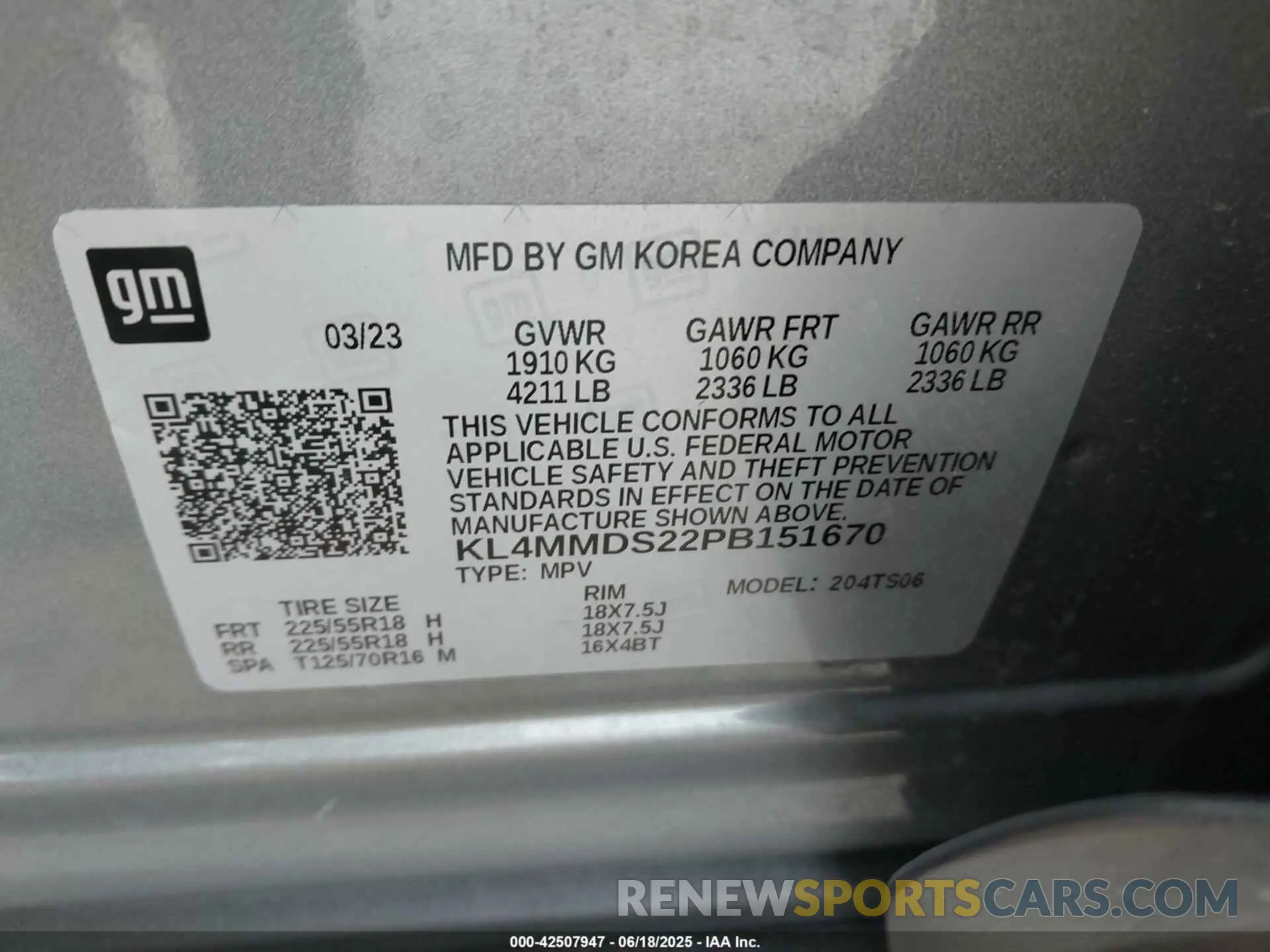 9 fotografías del automóvil dañado KL4MMDS22PB151670 BUICK ENCORE GX 2023
