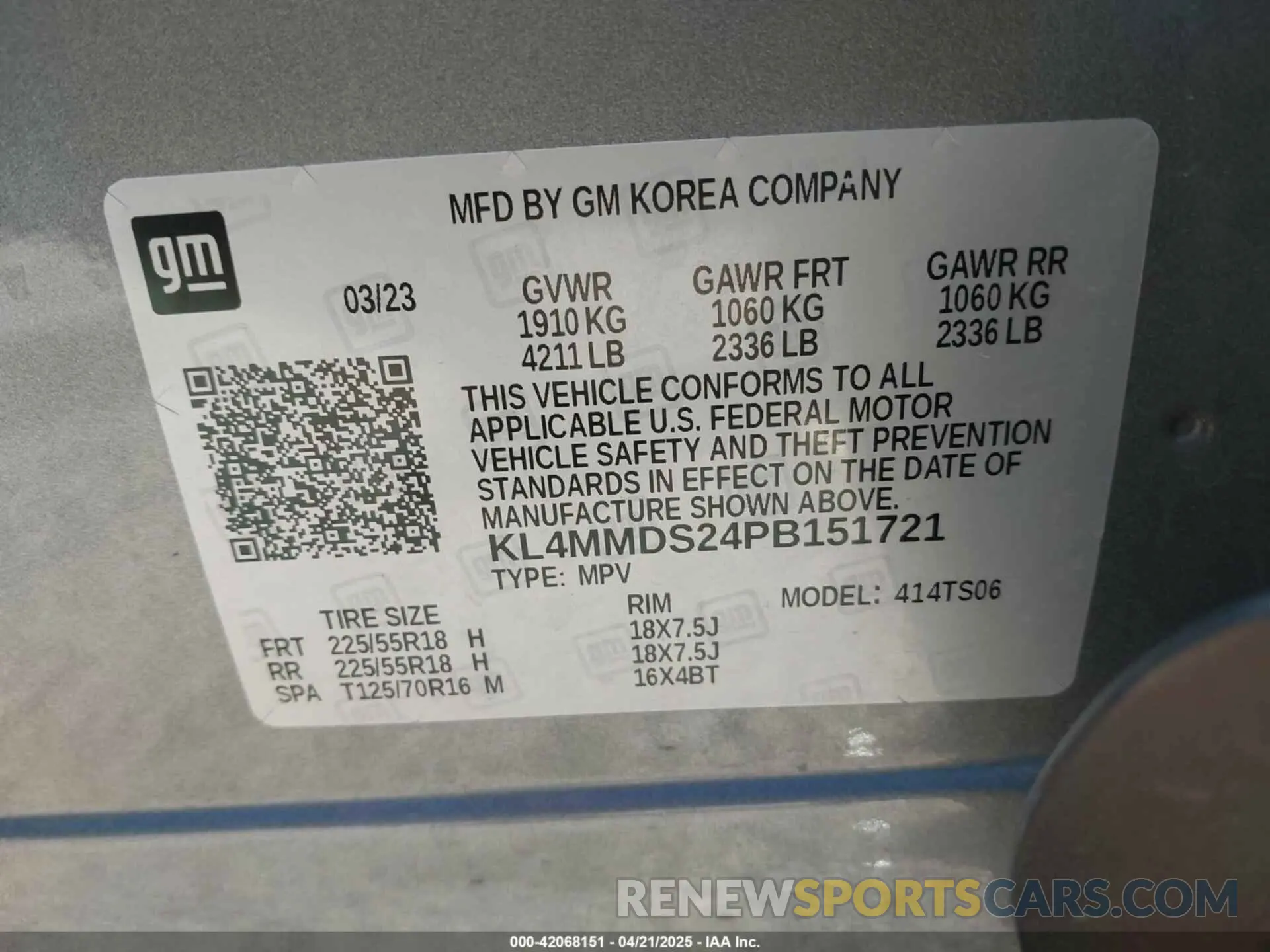 9 fotografías del automóvil dañado KL4MMDS24PB151721 BUICK ENCORE GX 2023