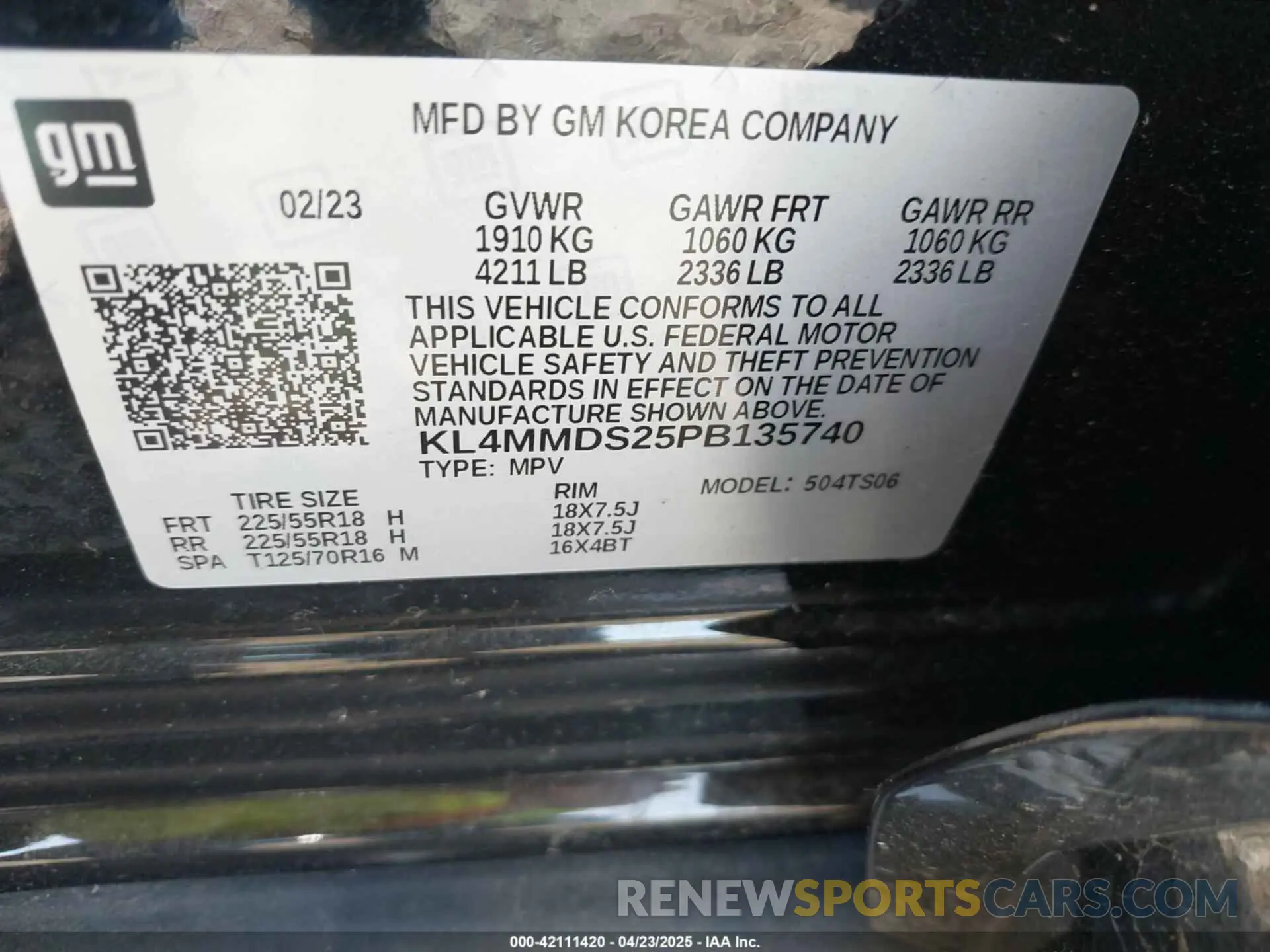 9 fotografías del automóvil dañado KL4MMDS25PB135740 BUICK ENCORE GX 2023