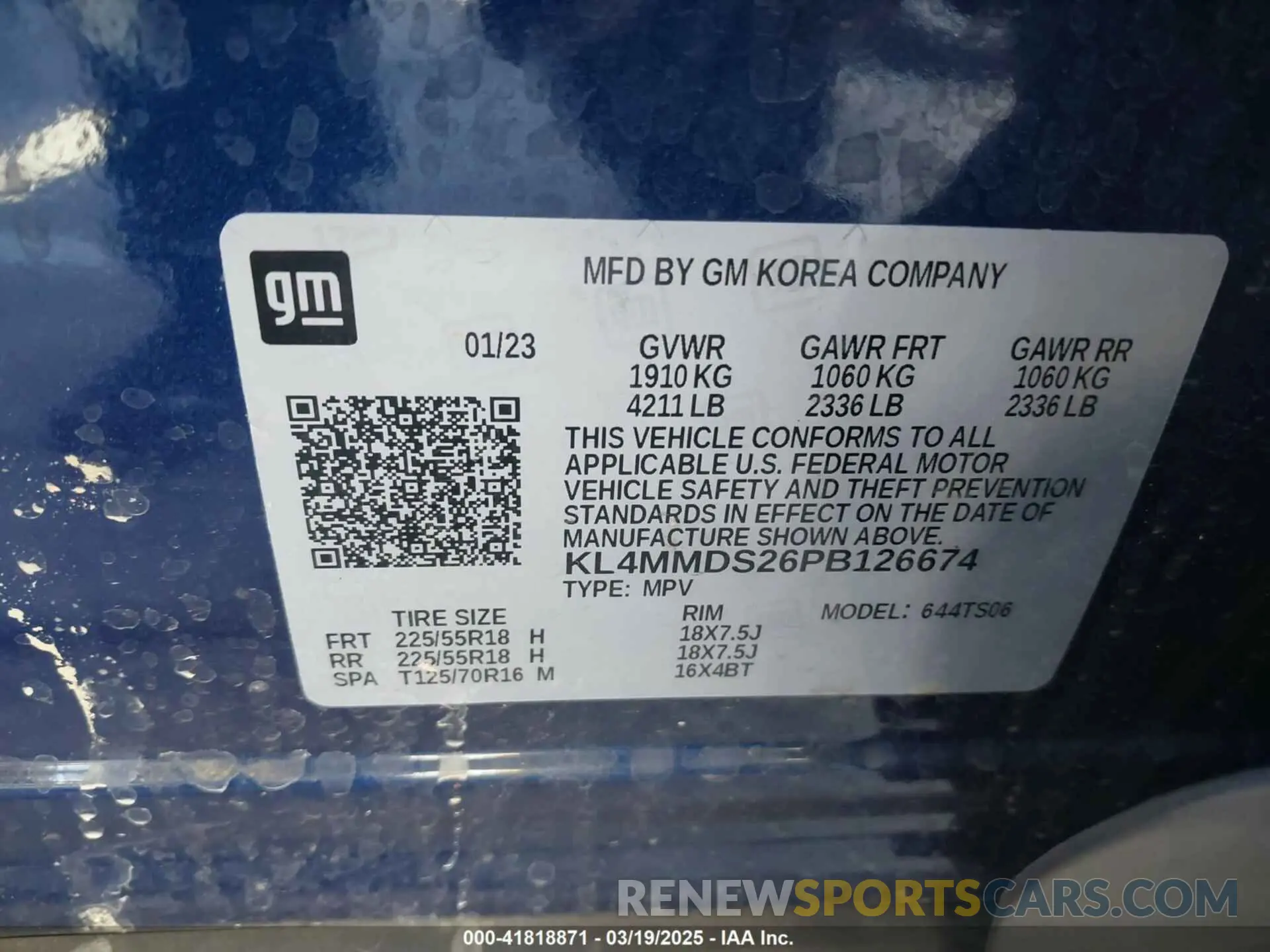 9 fotografías del automóvil dañado KL4MMDS26PB126674 BUICK ENCORE GX 2023