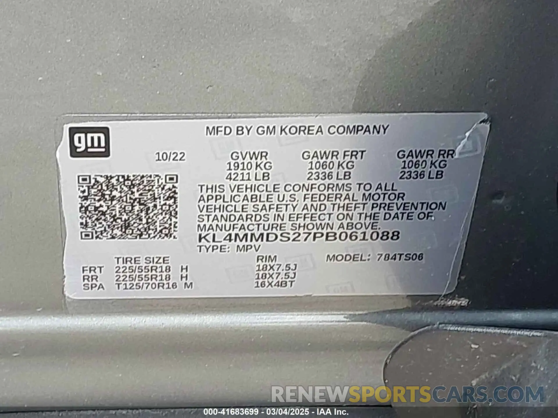 9 fotografías del automóvil dañado KL4MMDS27PB061088 BUICK ENCORE GX 2023