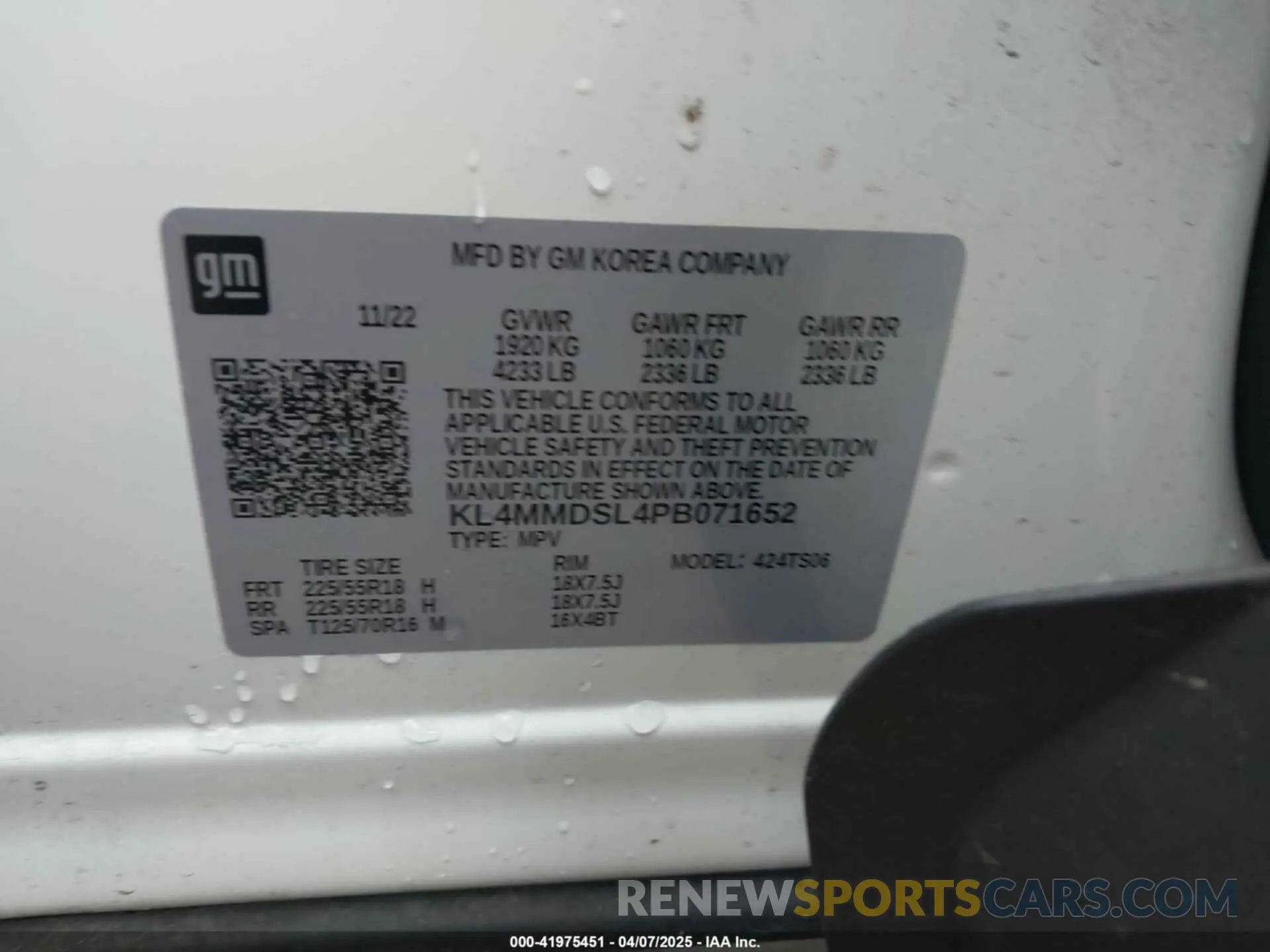 9 fotografías del automóvil dañado KL4MMDSL4PB071652 BUICK ENCORE GX 2023