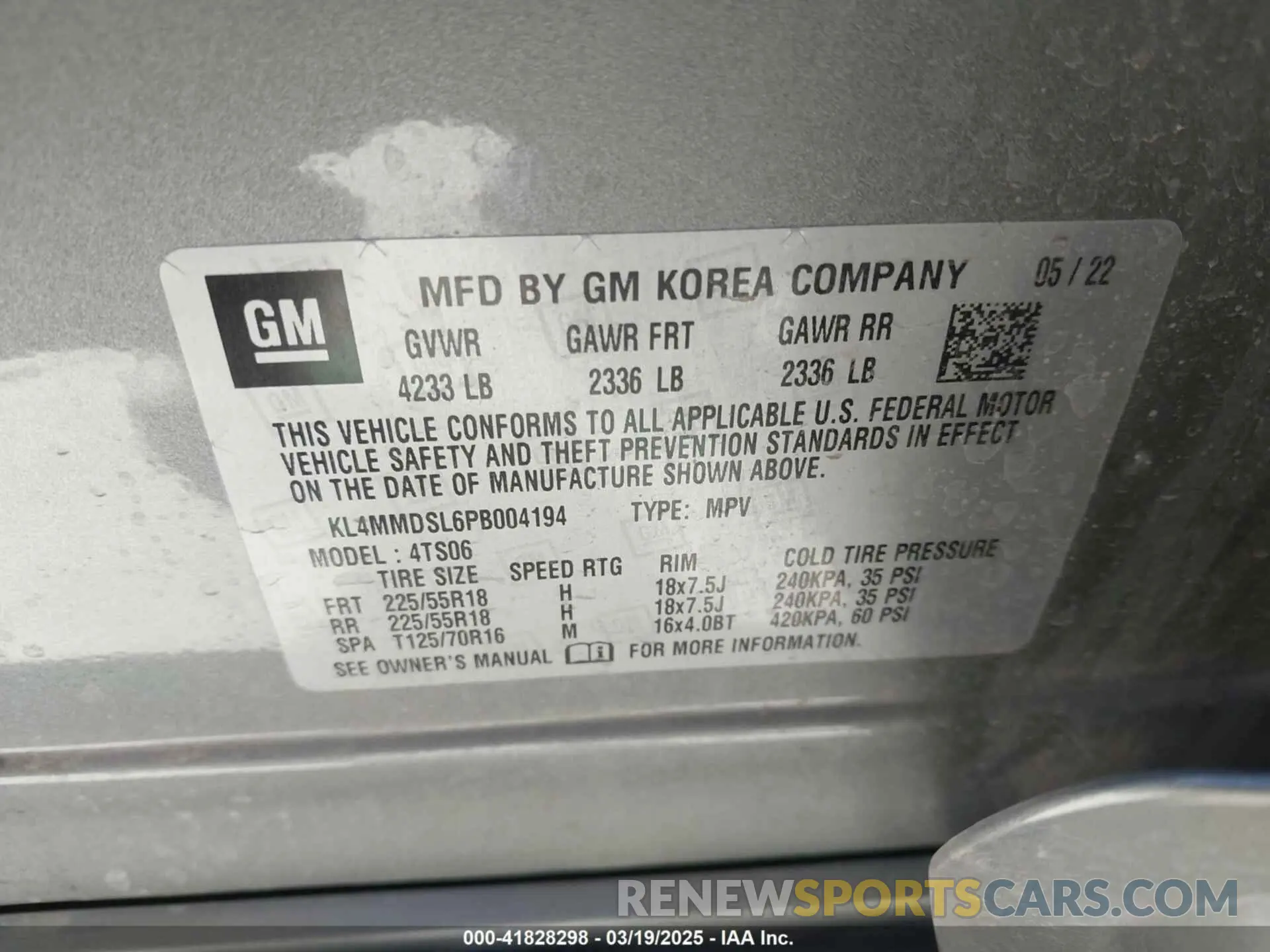 9 fotografías del automóvil dañado KL4MMDSL6PB004194 BUICK ENCORE GX 2023