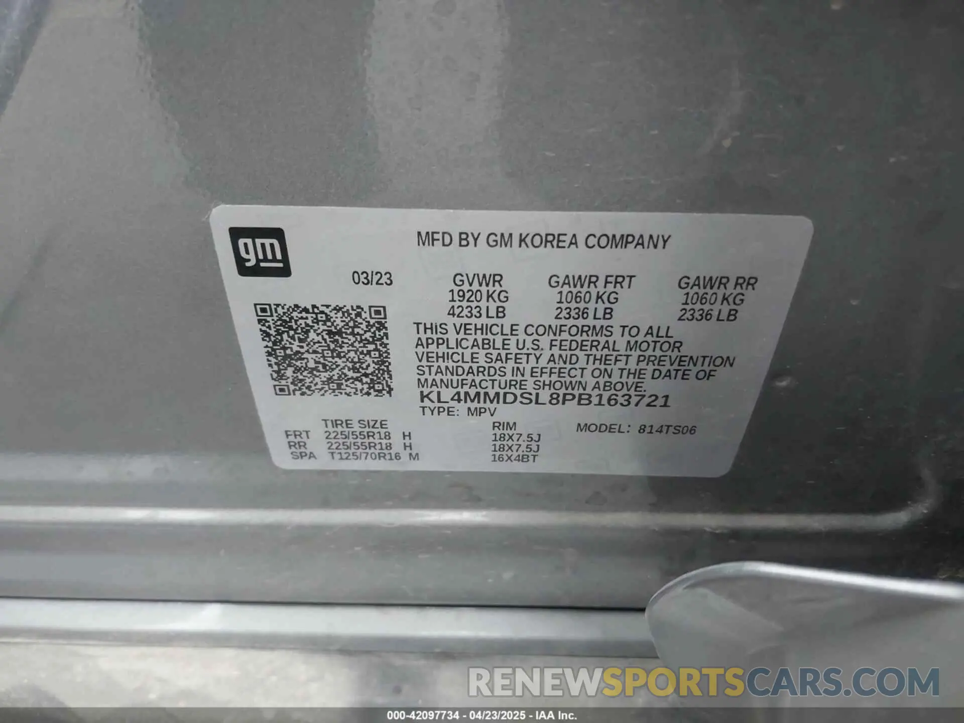 9 fotografías del automóvil dañado KL4MMDSL8PB163721 BUICK ENCORE GX 2023