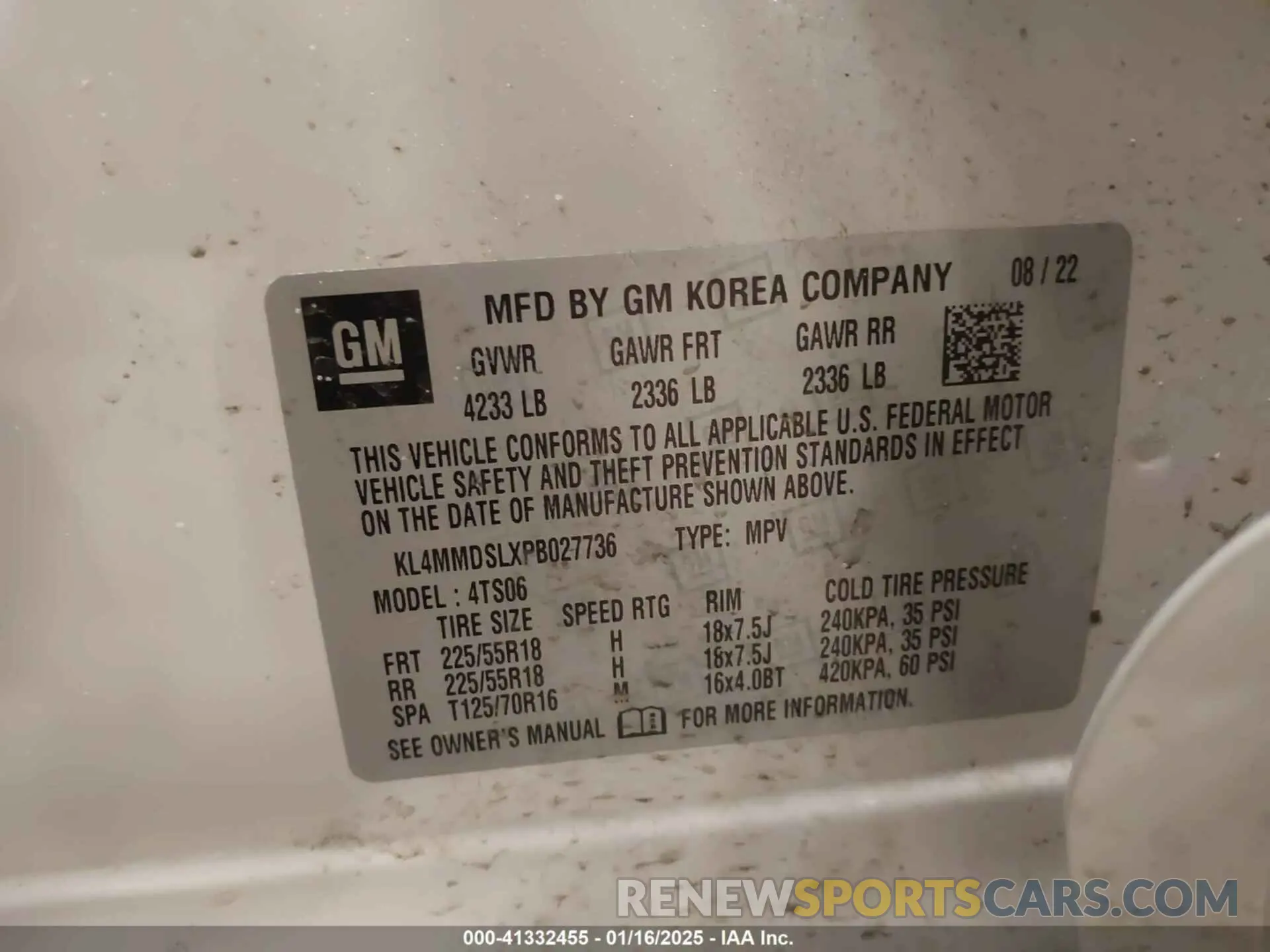 9 fotografías del automóvil dañado KL4MMDSLXPB027736 BUICK ENCORE GX 2023