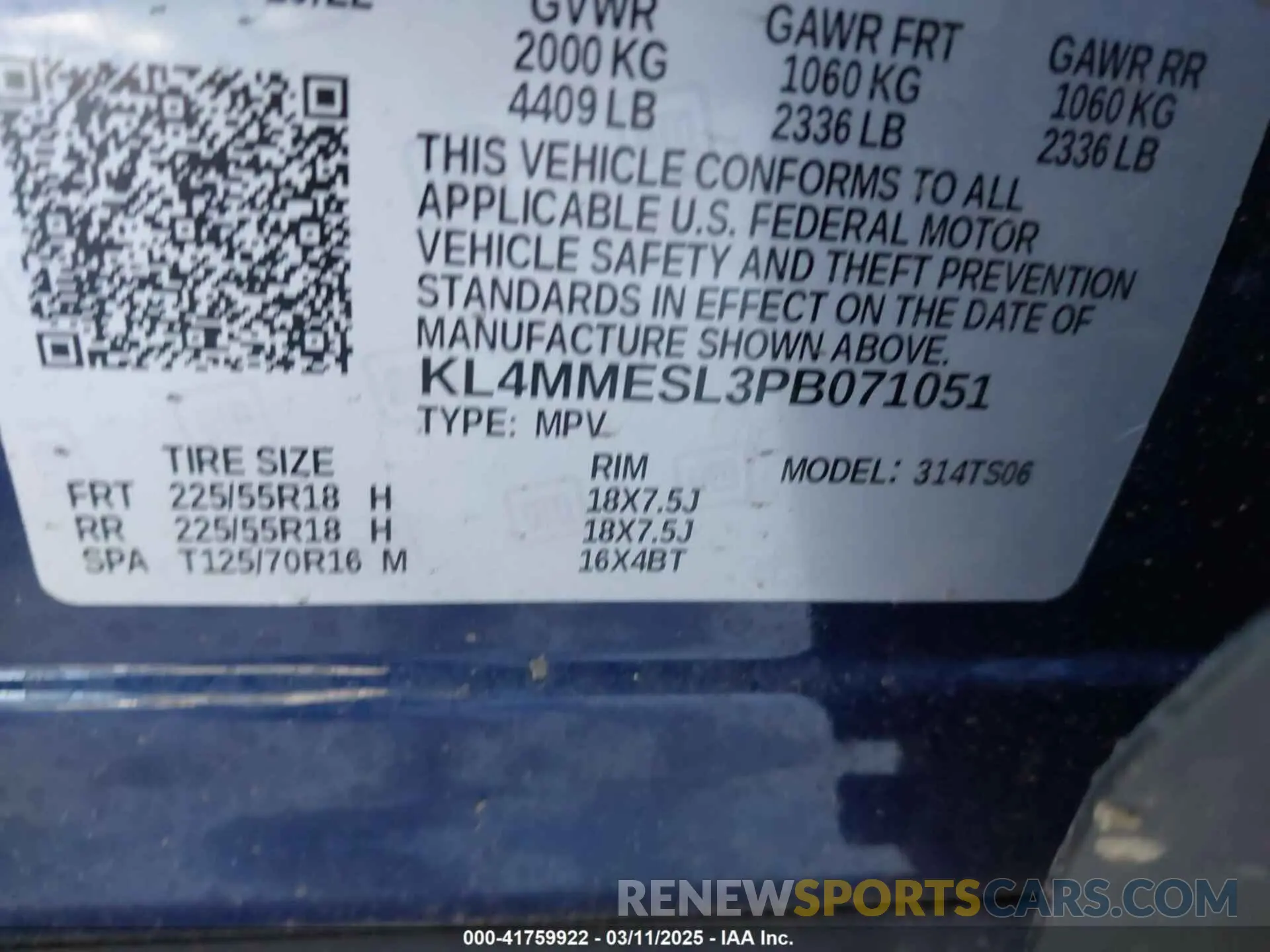 9 fotografías del automóvil dañado KL4MMESL3PB071051 BUICK ENCORE GX 2023