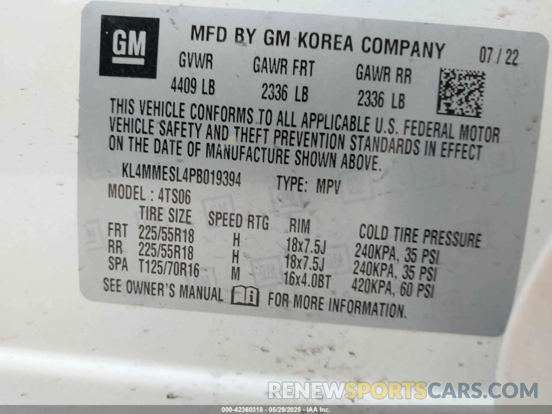 9 fotografías del automóvil dañado KL4MMESL4PB019394 BUICK ENCORE GX 2023