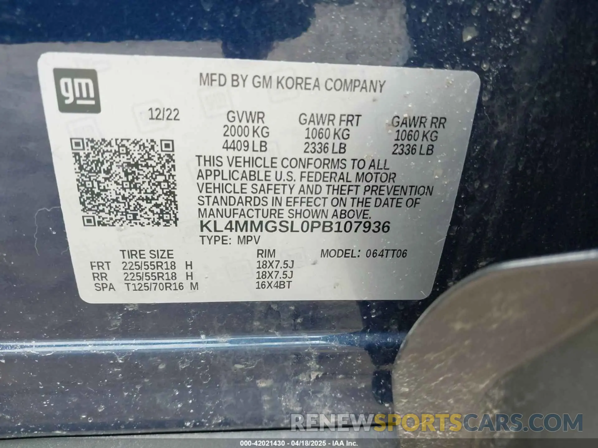 9 fotografías del automóvil dañado KL4MMGSL0PB107936 BUICK ENCORE GX 2023