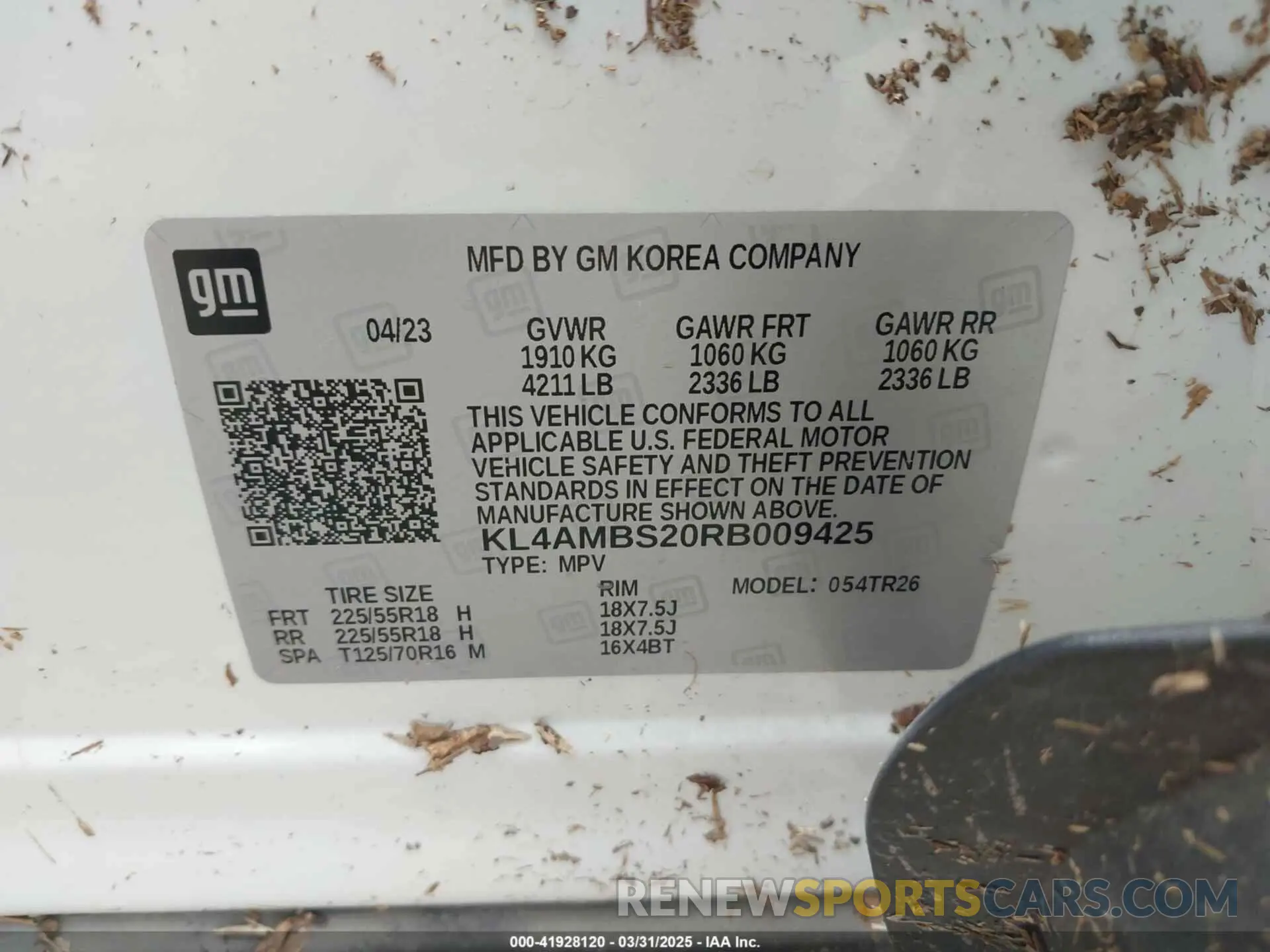 9 fotografías del automóvil dañado KL4AMBS20RB009425 BUICK ENCORE GX 2024