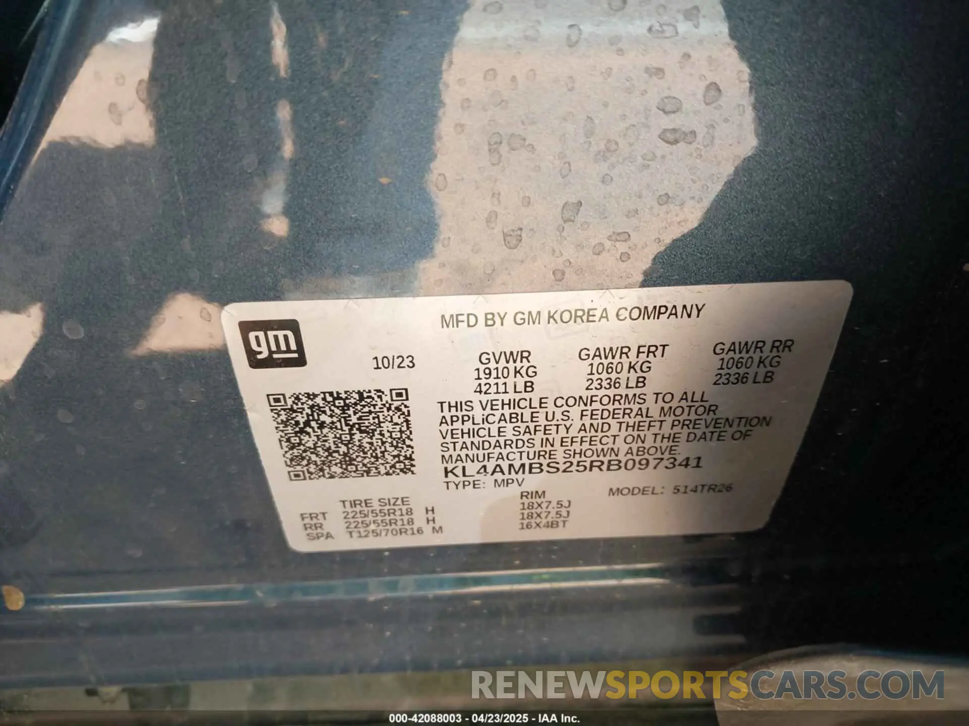 9 fotografías del automóvil dañado KL4AMBS25RB097341 BUICK ENCORE GX 2024