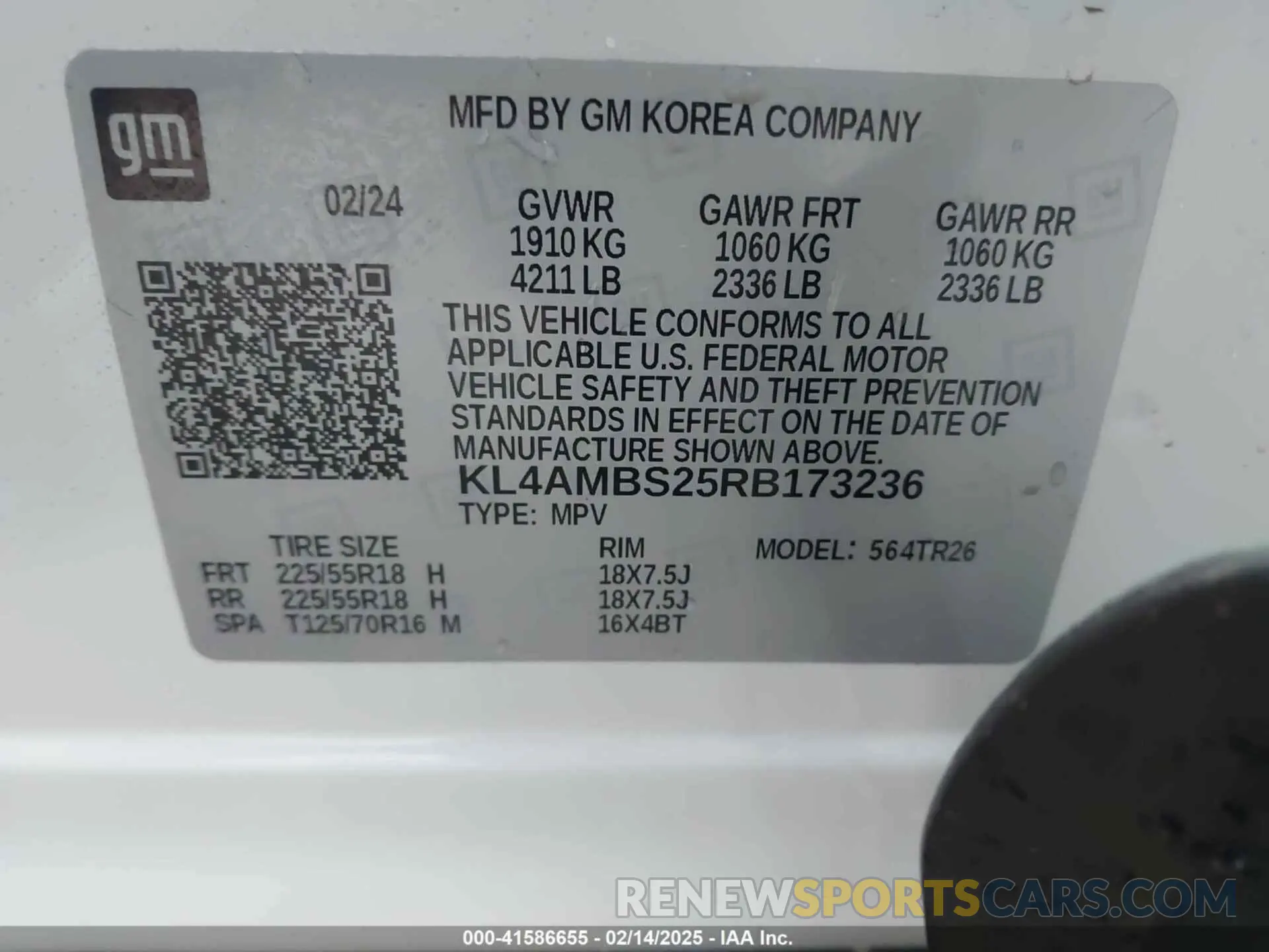9 fotografías del automóvil dañado KL4AMBS25RB173236 BUICK ENCORE GX 2024