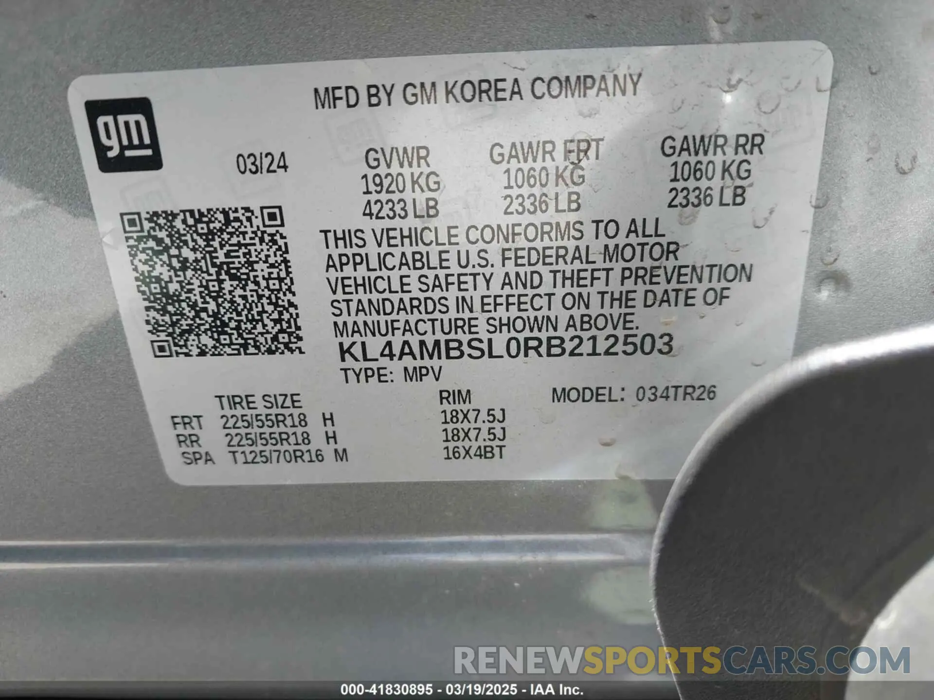9 fotografías del automóvil dañado KL4AMBSL0RB212503 BUICK ENCORE GX 2024