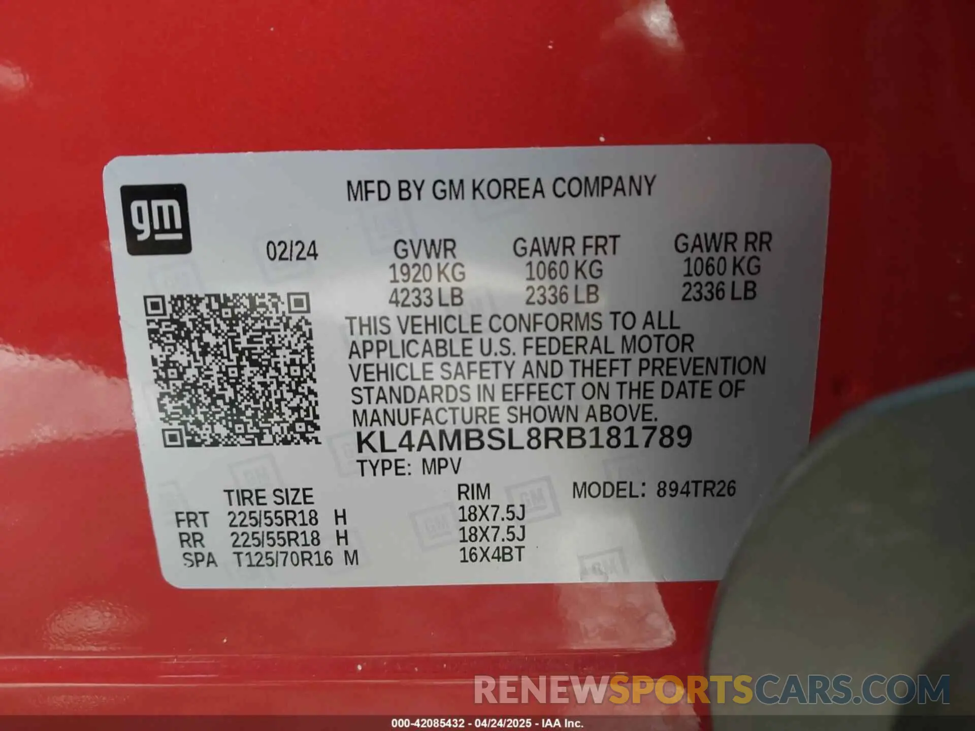 9 fotografías del automóvil dañado KL4AMBSL8RB181789 BUICK ENCORE GX 2024