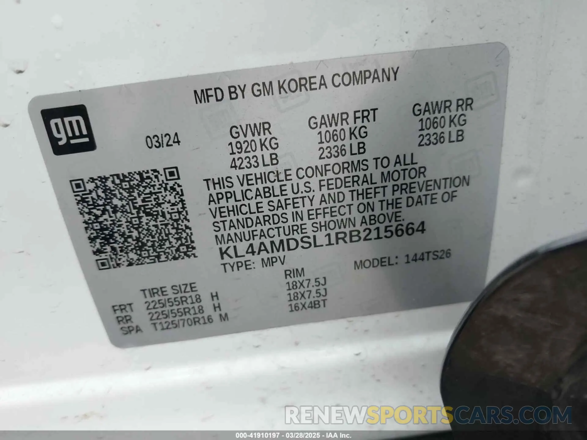 9 fotografías del automóvil dañado KL4AMDSL1RB215664 BUICK ENCORE GX 2024