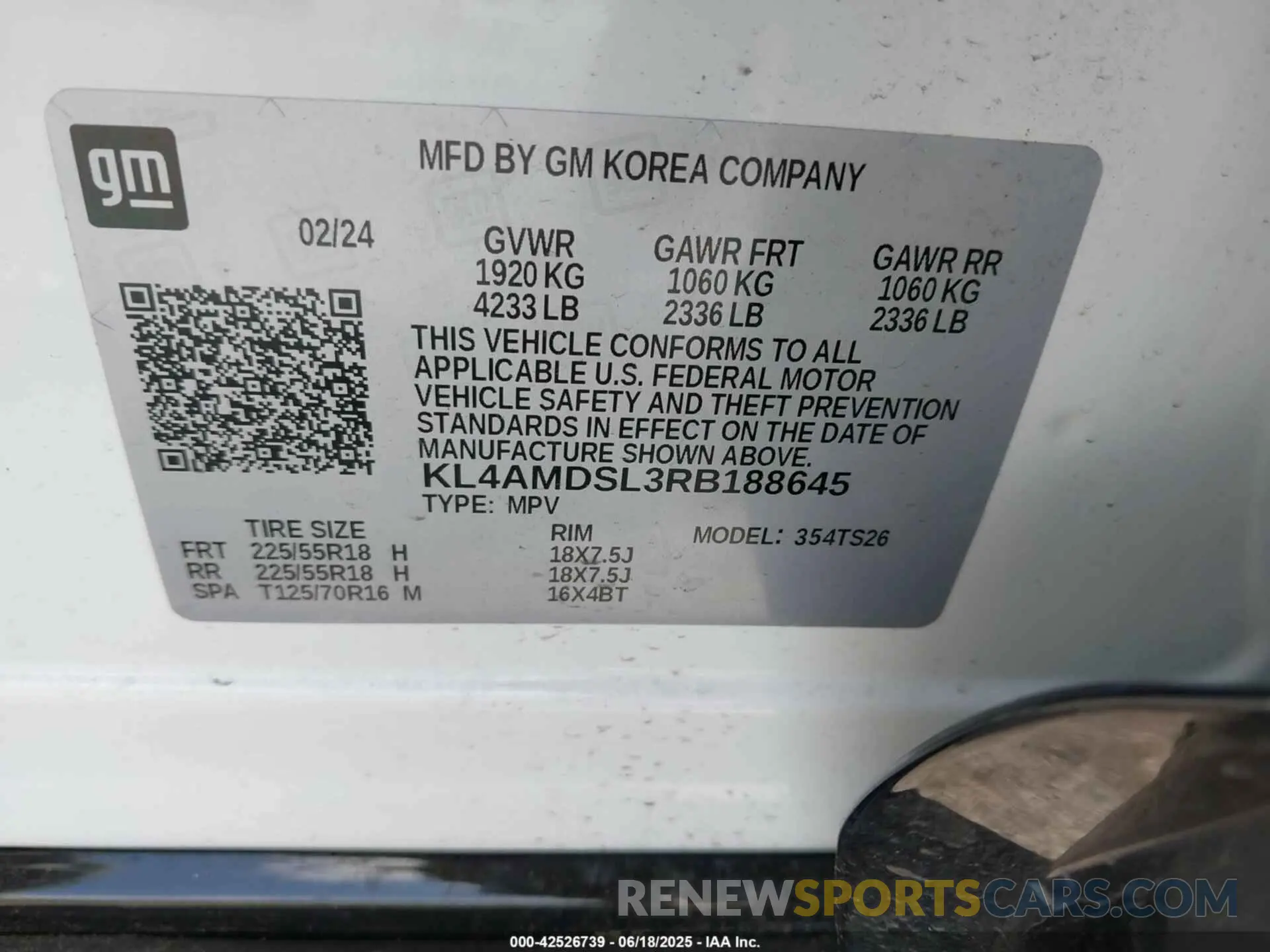 9 fotografías del automóvil dañado KL4AMDSL3RB188645 BUICK ENCORE GX 2024