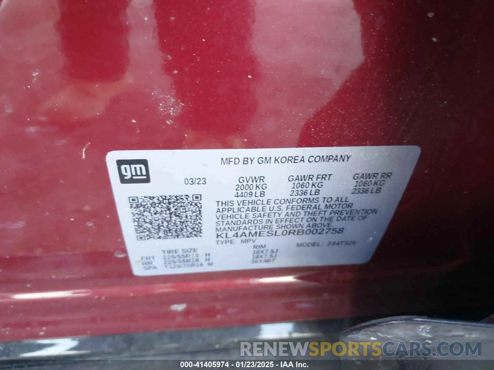 9 fotografías del automóvil dañado KL4AMESL0RB002758 BUICK ENCORE GX 2024