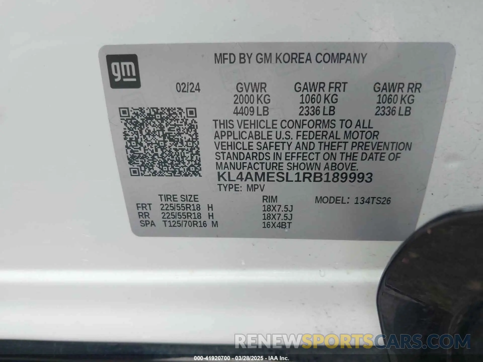 9 fotografías del automóvil dañado KL4AMESL1RB189993 BUICK ENCORE GX 2024
