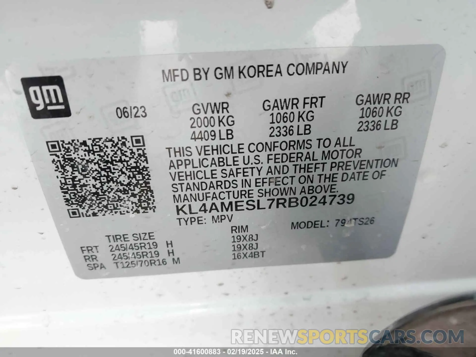9 fotografías del automóvil dañado KL4AMESL7RB024739 BUICK ENCORE GX 2024
