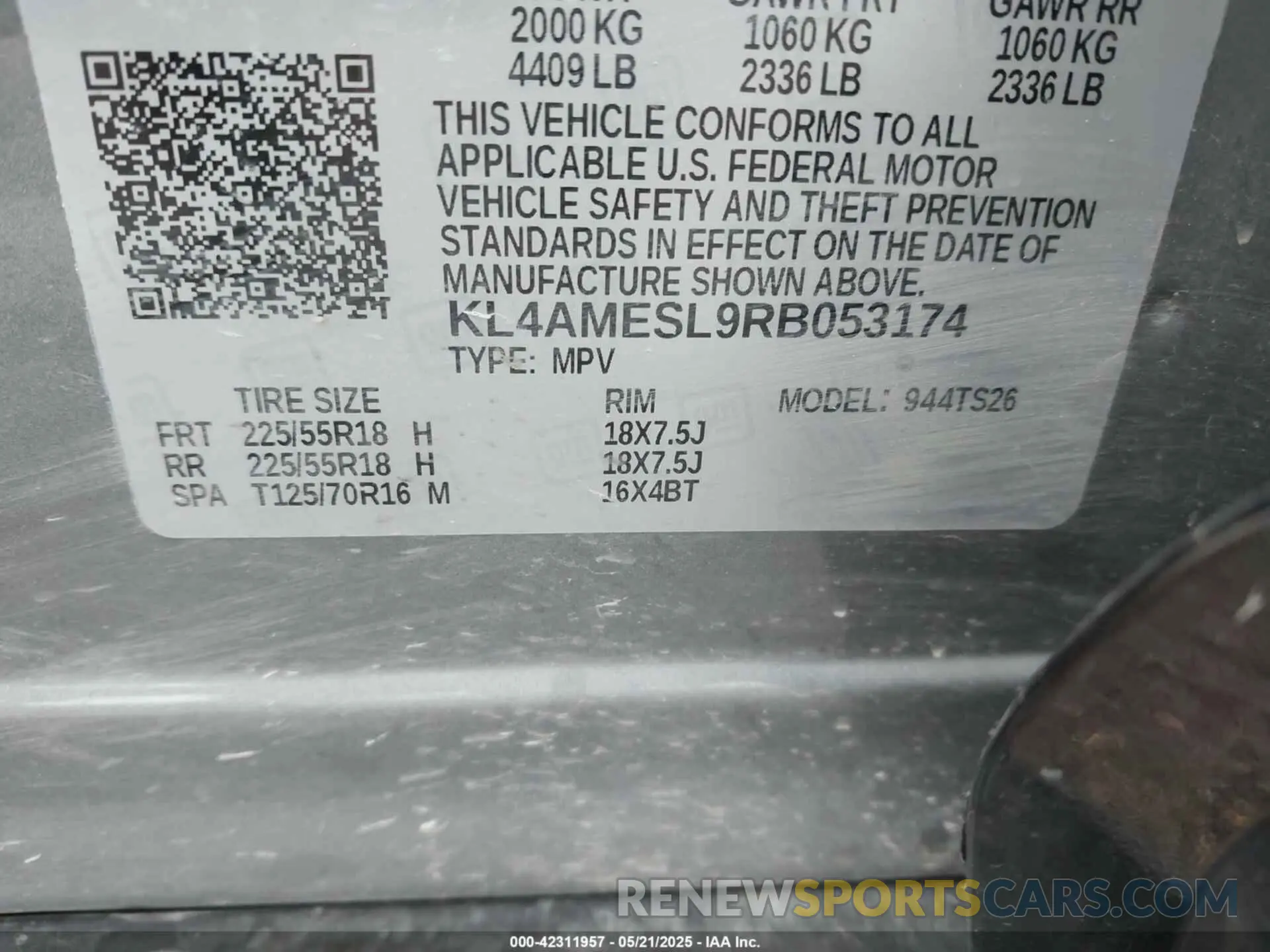 9 fotografías del automóvil dañado KL4AMESL9RB053174 BUICK ENCORE GX 2024