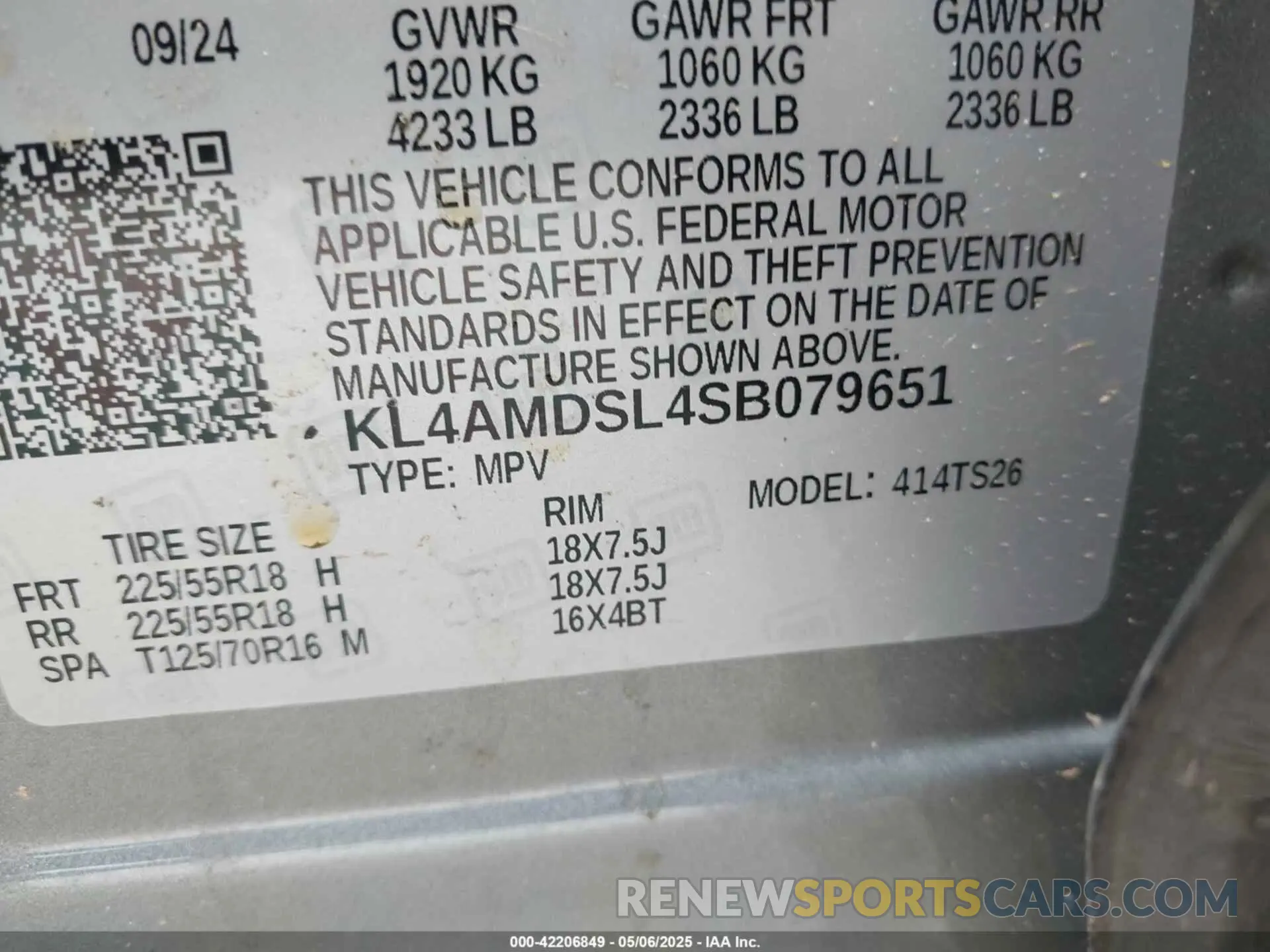 9 fotografías del automóvil dañado KL4AMDSL4SB079651 BUICK ENCORE GX 2025
