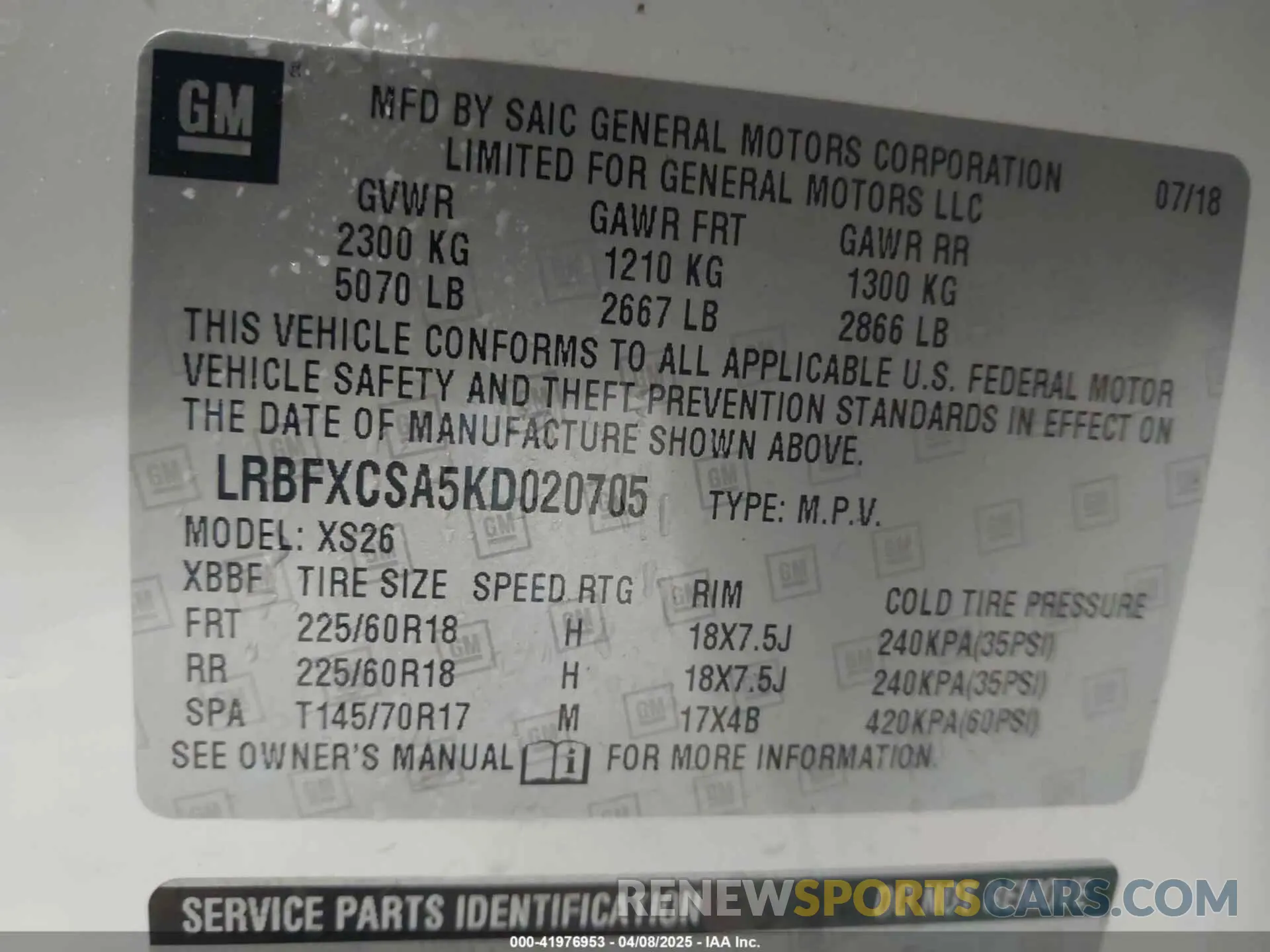 9 fotografías del automóvil dañado LRBFXCSA5KD020705 BUICK ENVISION 2019