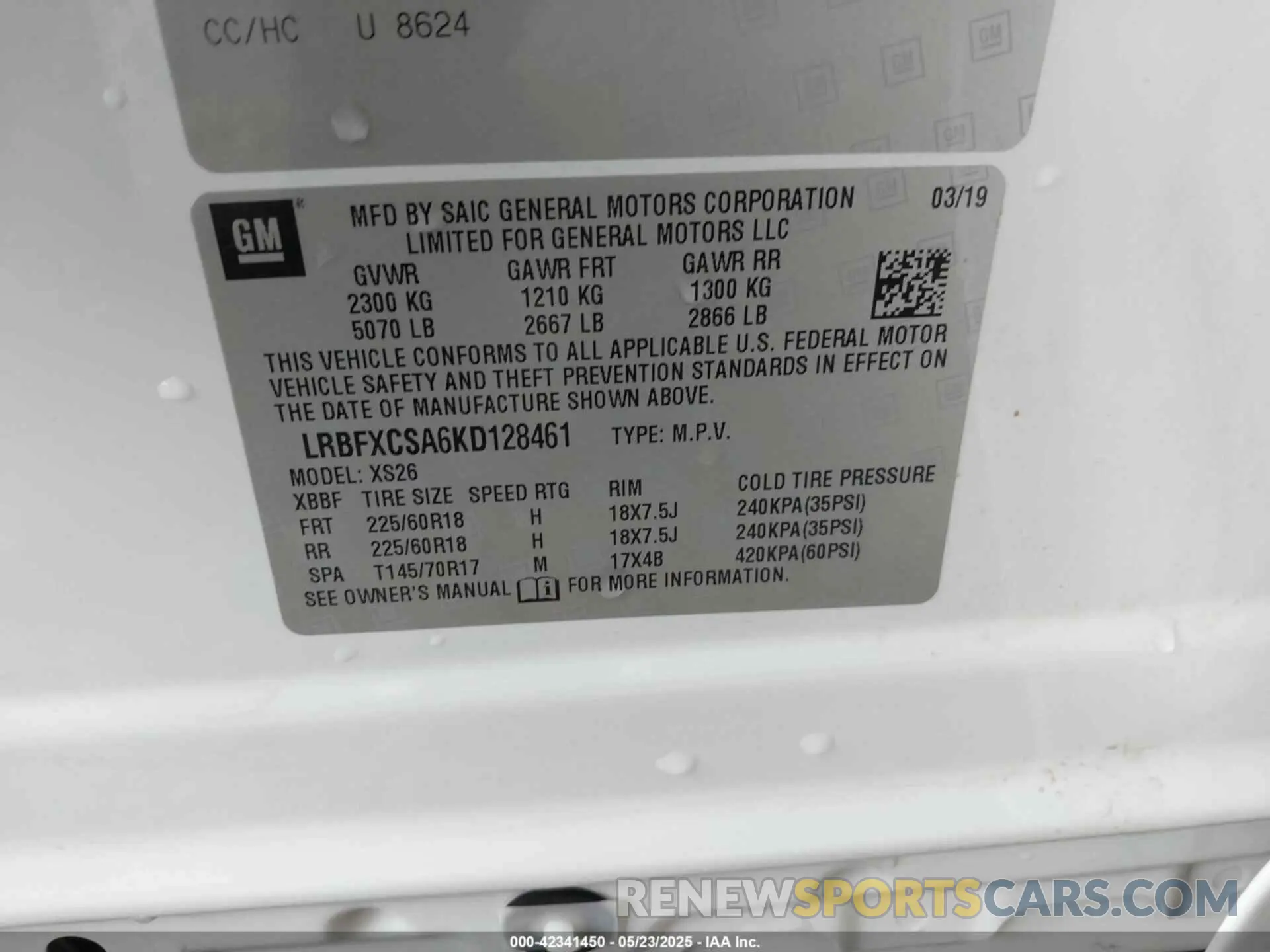 9 fotografías del automóvil dañado LRBFXCSA6KD128461 BUICK ENVISION 2019